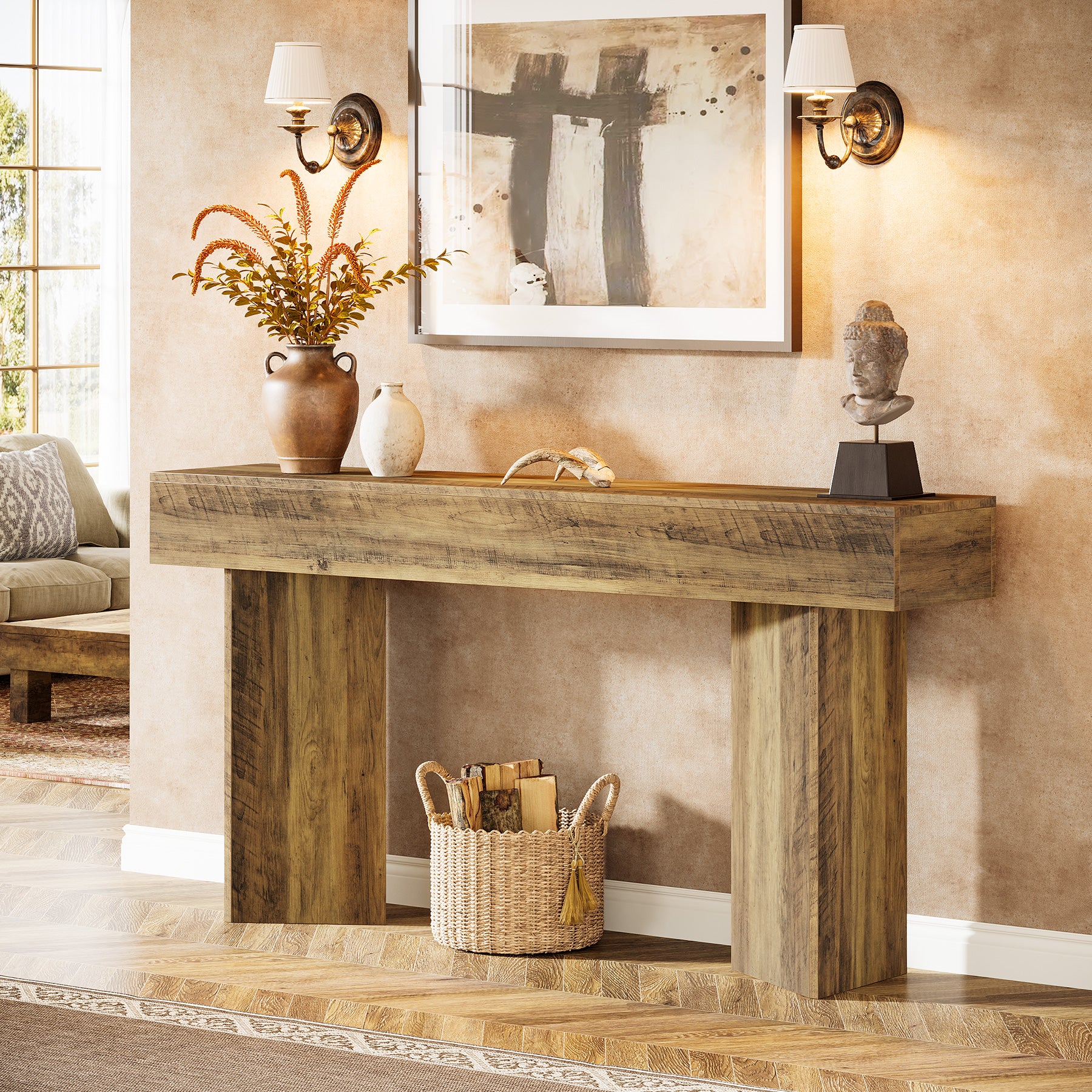 160 cm Smalle Consoletafel voor Entree, Lange Sofa Tafel voor Hal en Woonkamer