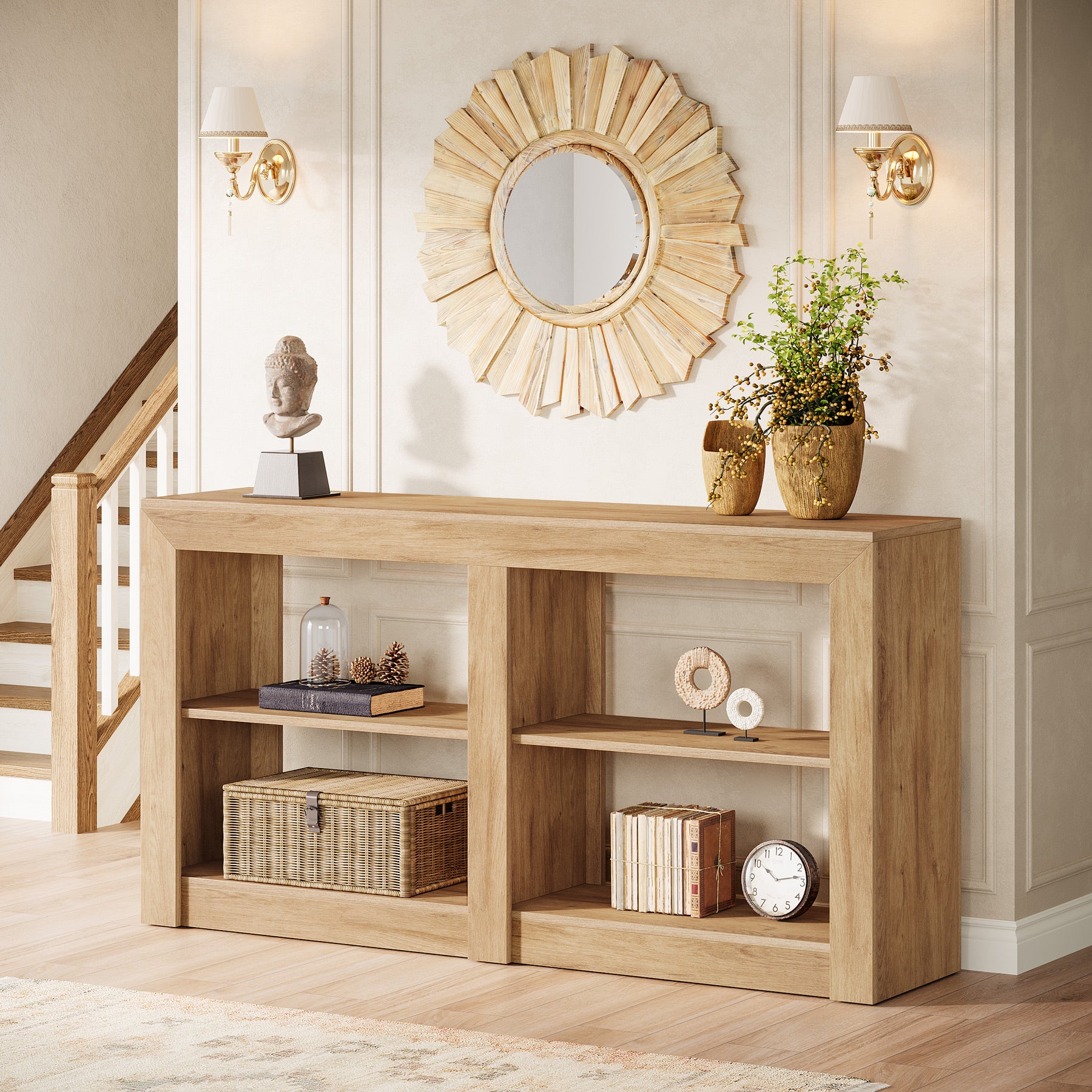 150 cm Landelijke Consoletafel van Hout, Tribesigns Smalle Haltafel voor Woonkamer