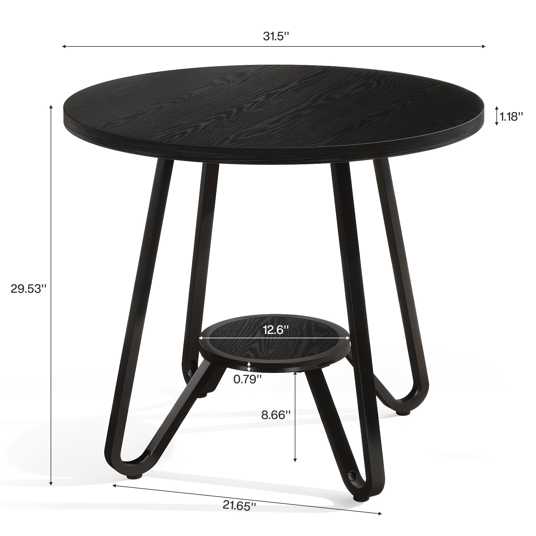 80 x 80 x 75 cm Ronde Conferentietafel voor 2-4 Personen, Compacte Houten Kantoortafel Bruin
