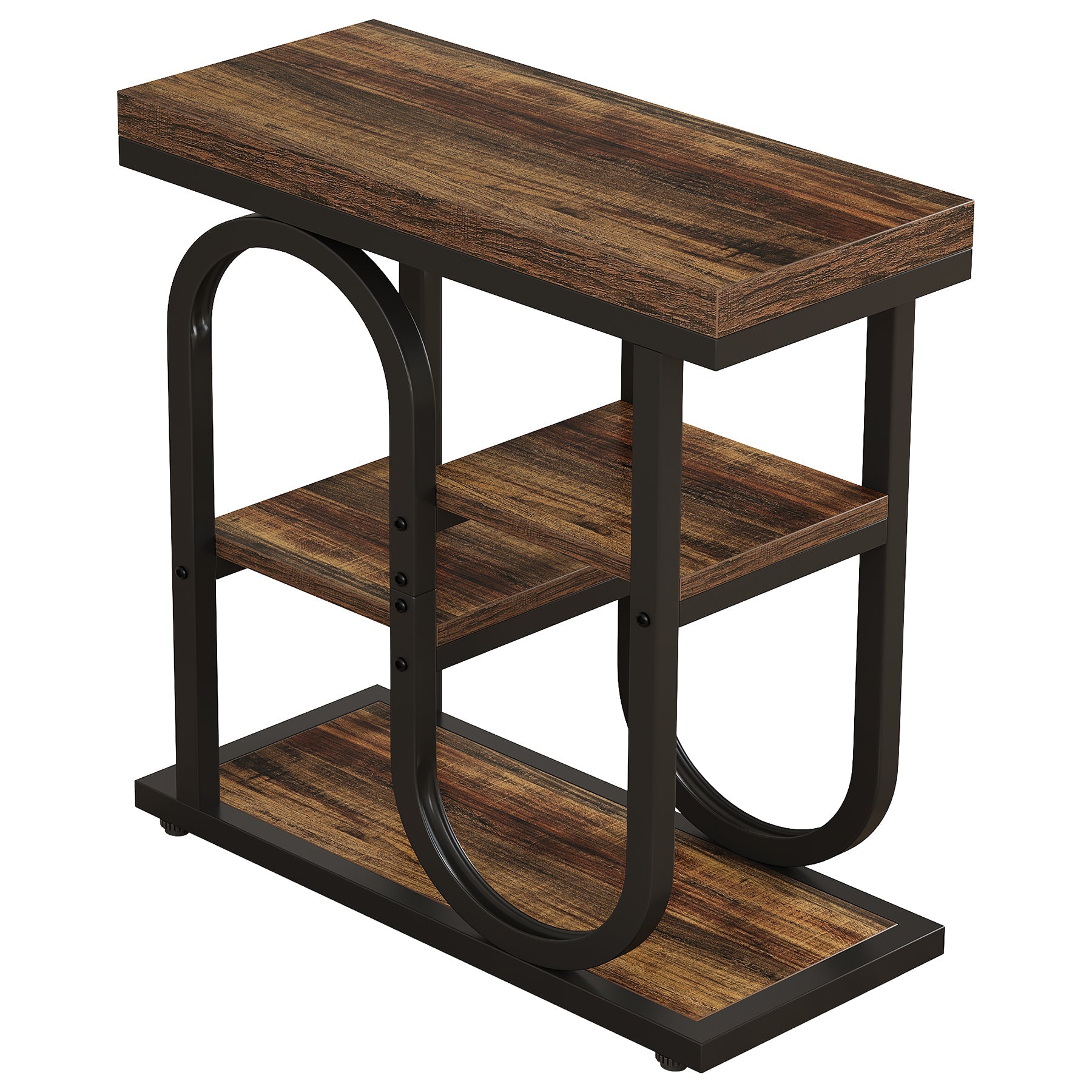 Tribesigns smalle bijzettafel met 4 planken, nachtkastje in industriële stijl met metalen frame