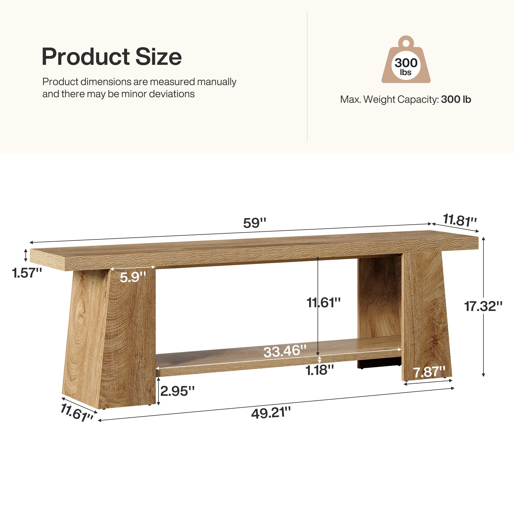 Tribesigns Schoenbank 150 cm met planken, Extra lange zitbank in landhuisstijl voor hal & slaapkamer