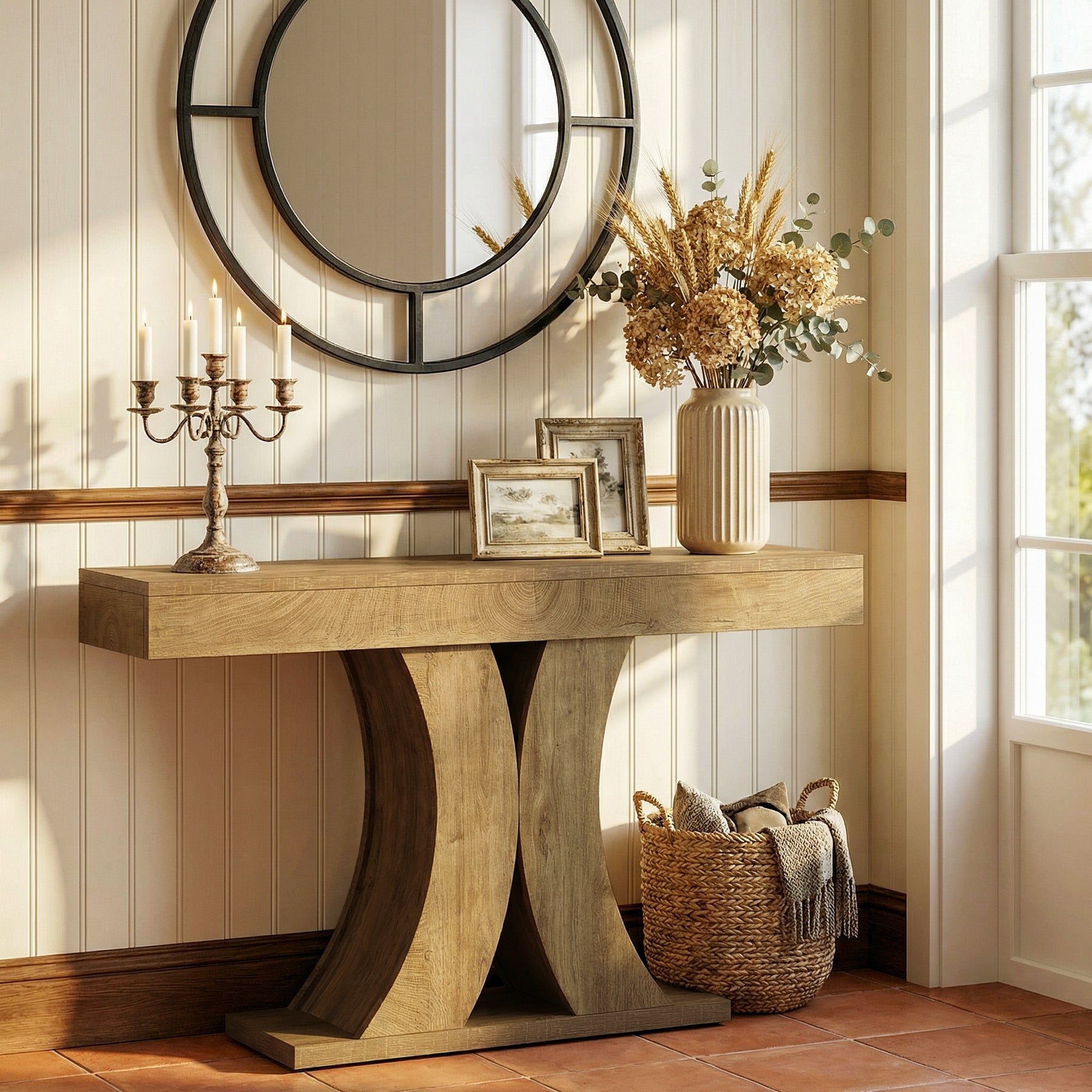 Tribesigns 150 cm Consoletafel, Smalle Houten Haltafel voor Woonkamer