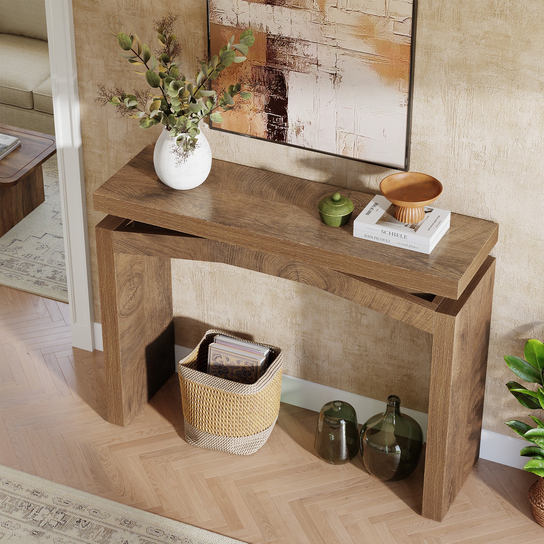 102 cm Consoletafel voor Hal en Entree, Landelijke Smalle Sofa Tafel voor Woonkamer