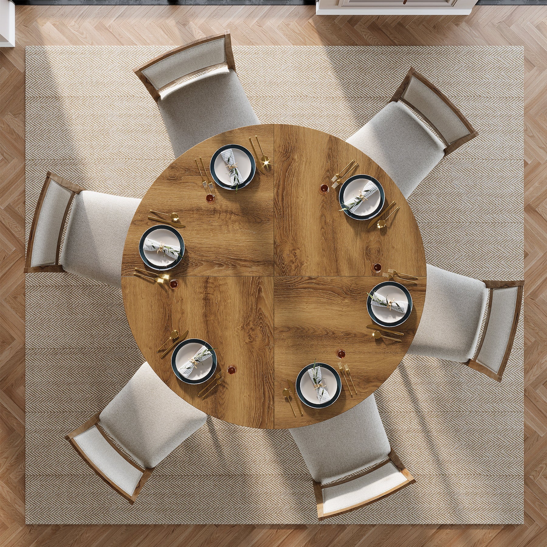 Tribesigns 120 cm Ronde Eettafel voor 4-6 Personen
