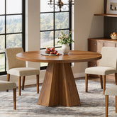 Tribesigns Ronde Eettafel 118 cm met Centrale Voet in Walnootbruin 3