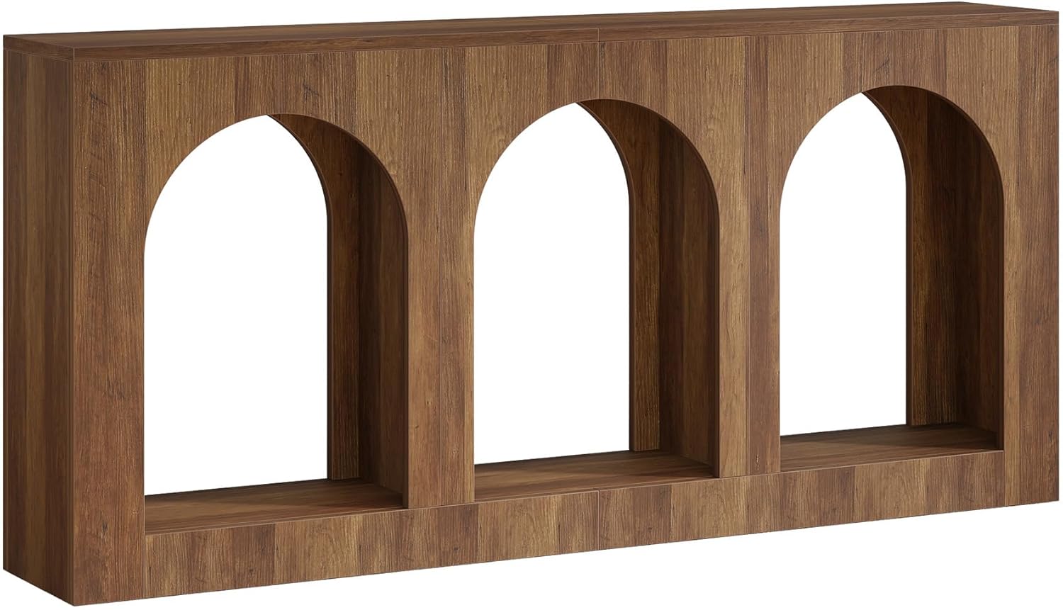 160 cm Console Tafel, Houten Tafel met 3 Boogvormige Planken