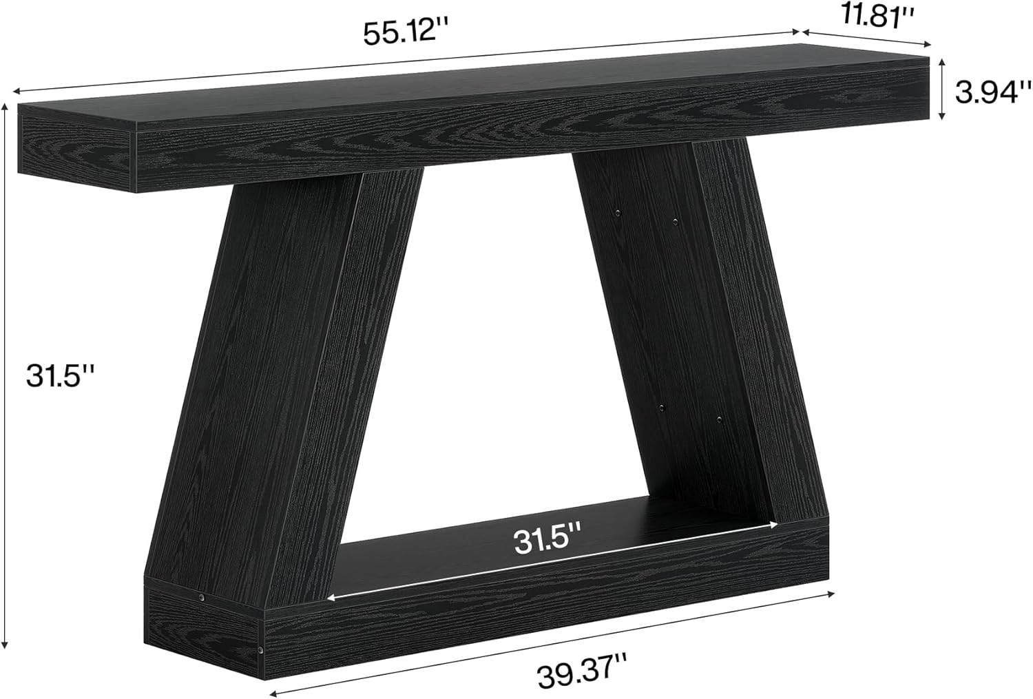 140 cm Landelijke Consoletafel, Industriële Houten Opbergtafel voor Hal en Woonkamer
