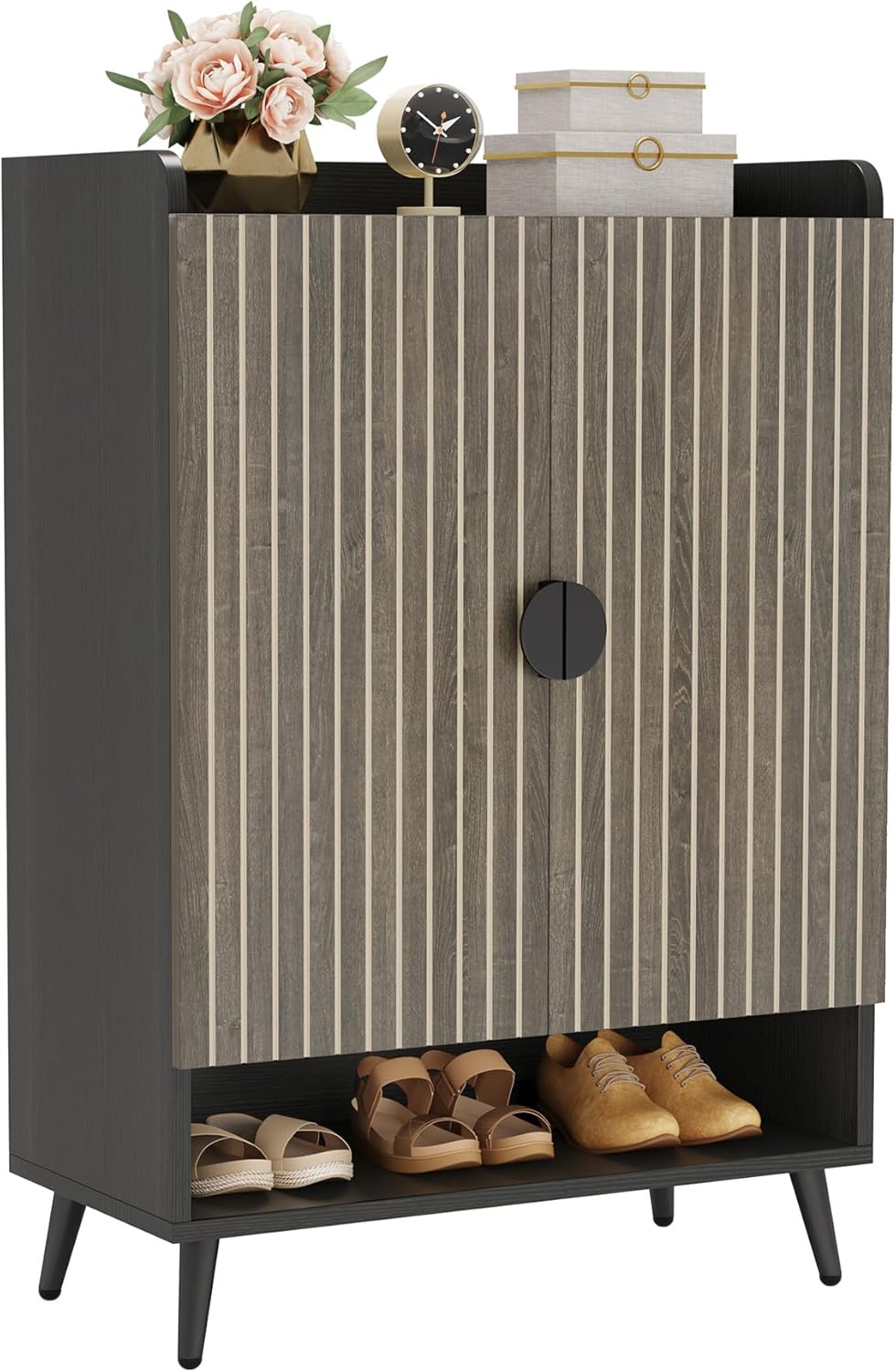 Tribesigns 75x37x110 cm Schoenenkast met Deuren, 7-laags Opbergkast met Verstelbare Planken voor Hal en Entree