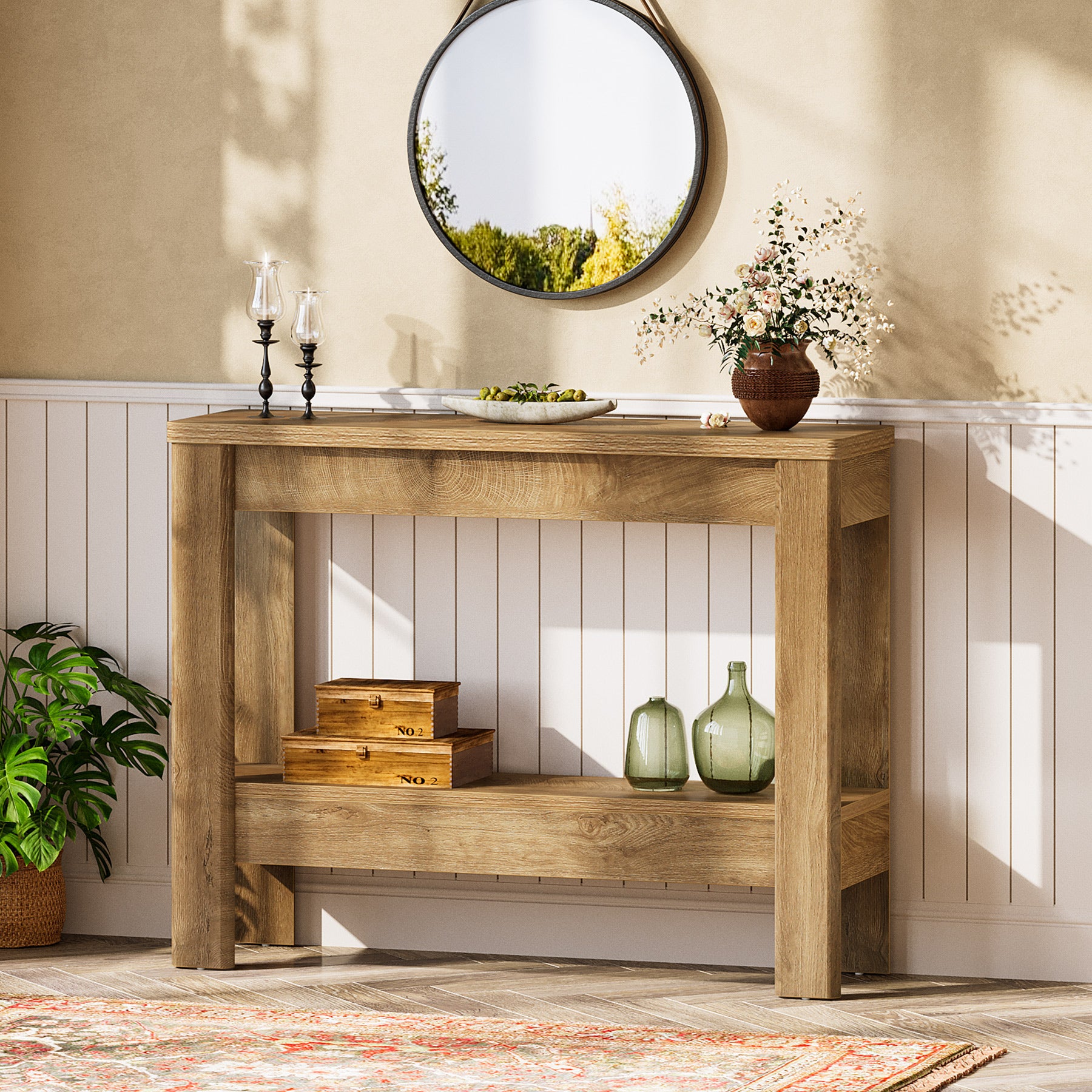 105 x 30 x 80 cm Tribesigns landelijke consoletafel met open opbergruimte, smalle sidetable voor hal en woonkamer