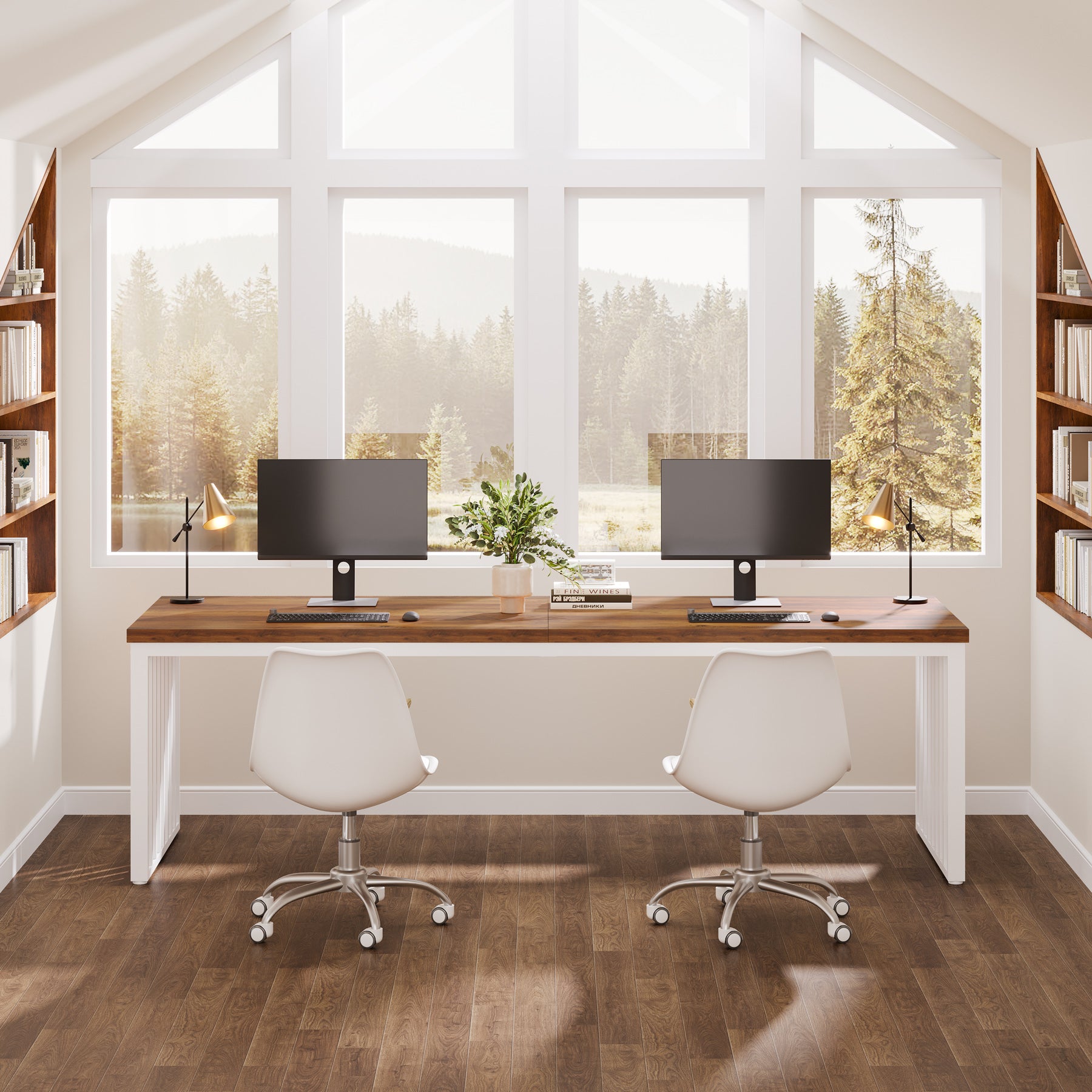 180 cm Bureau, Robuuste Computertafel Met Metalen Frame Voor Thuiskantoor