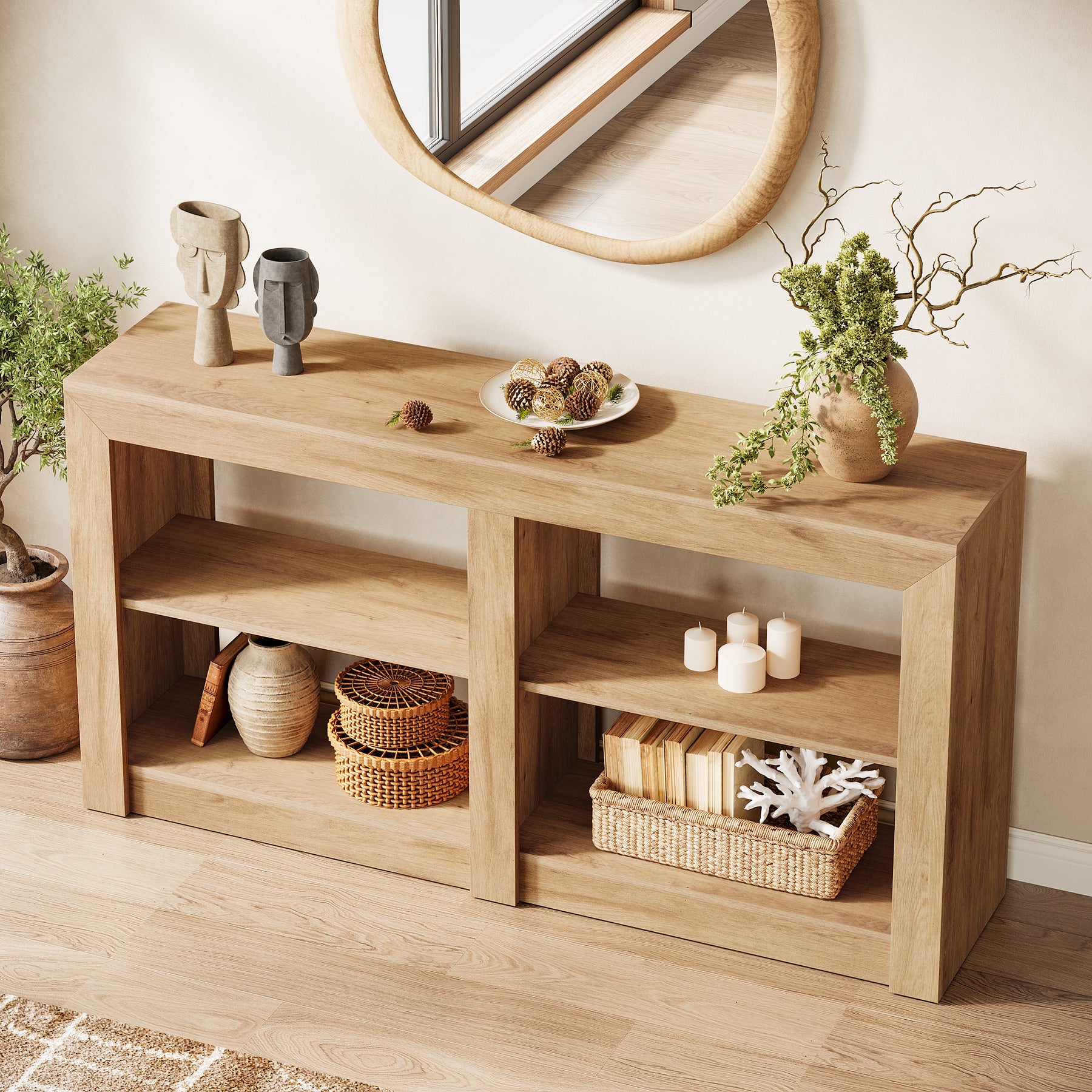 150 cm Landelijke Consoletafel van Hout, Tribesigns Smalle Haltafel voor Woonkamer