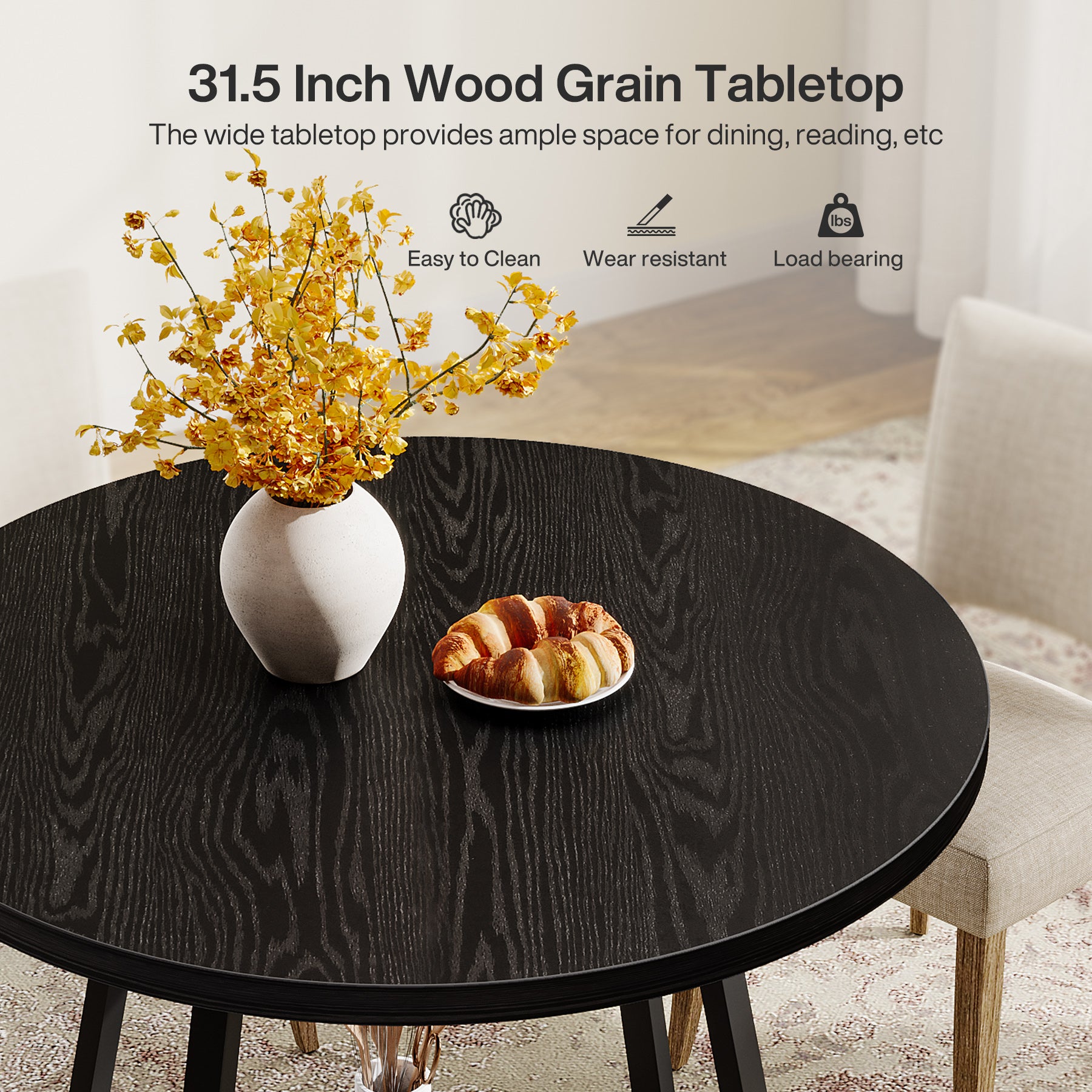 80 cm Ronde Eettafel met Dubbele Legplanken, Industriële Keukentafel voor 2 Personen