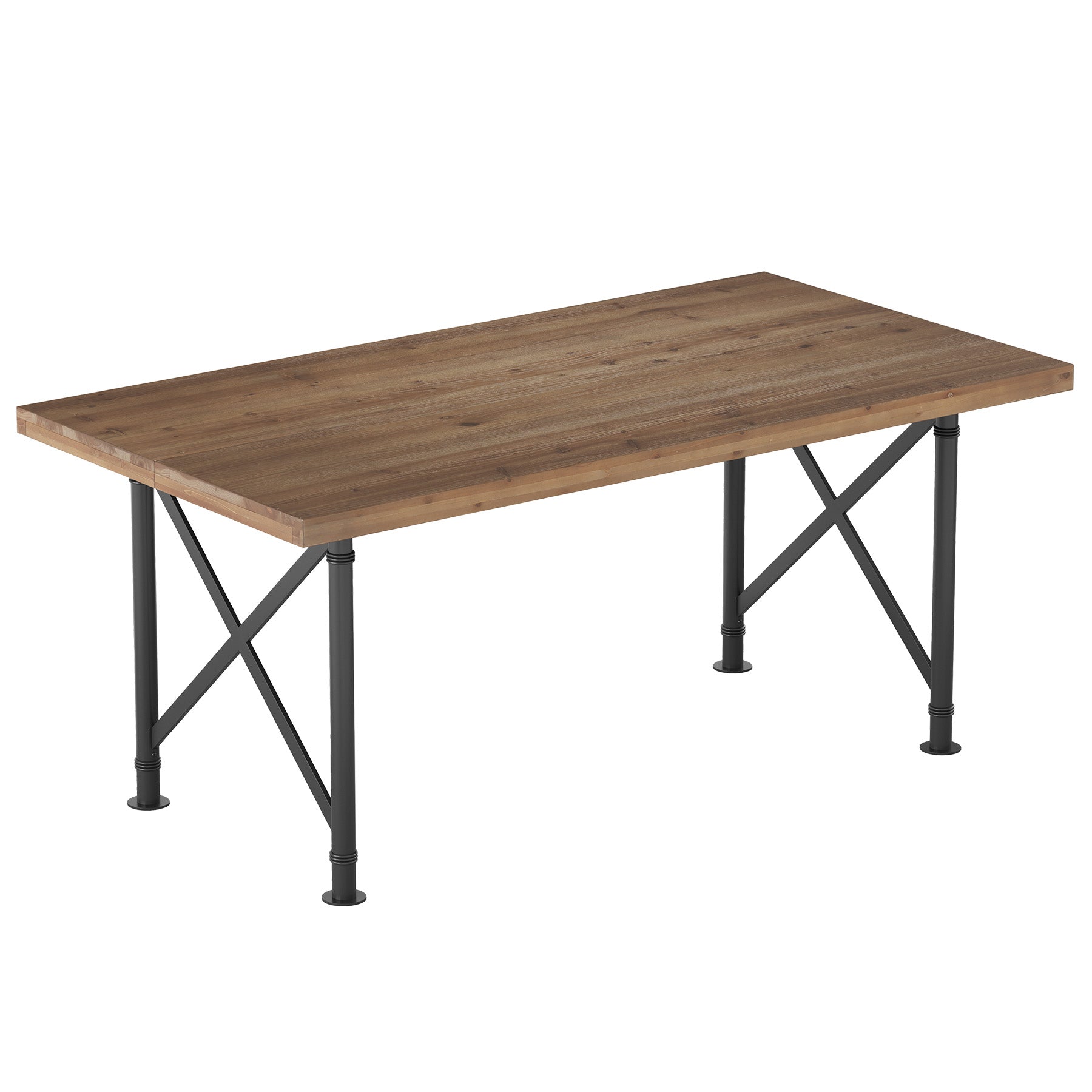 Massief houten bureau 160 × 80 cm, computertafel met X-vormig metalen onderstel voor het thuiskantoor