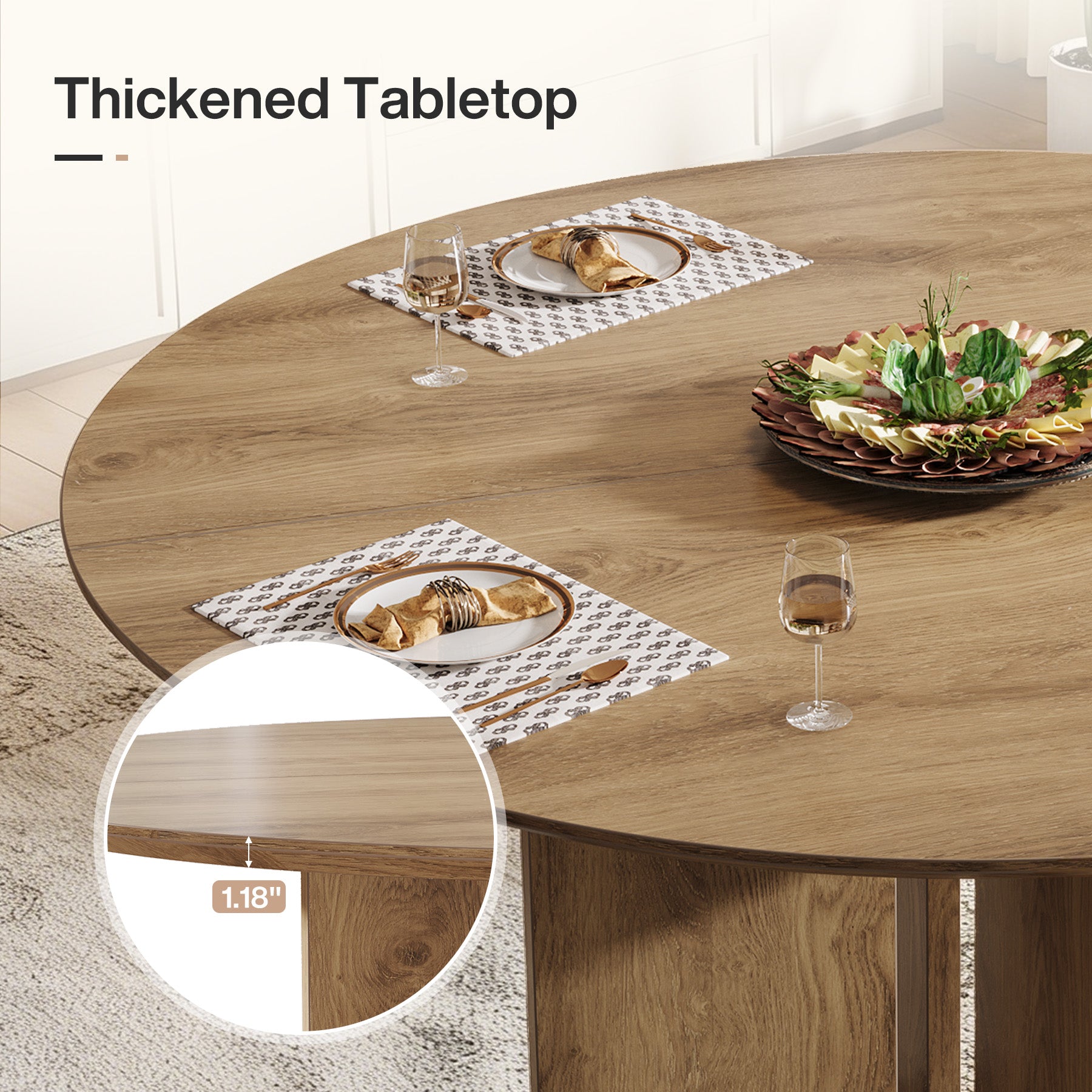 Tribesigns 100 cm Ronde Eettafel, Houten Tafel voor 4 Personen voor Keuken