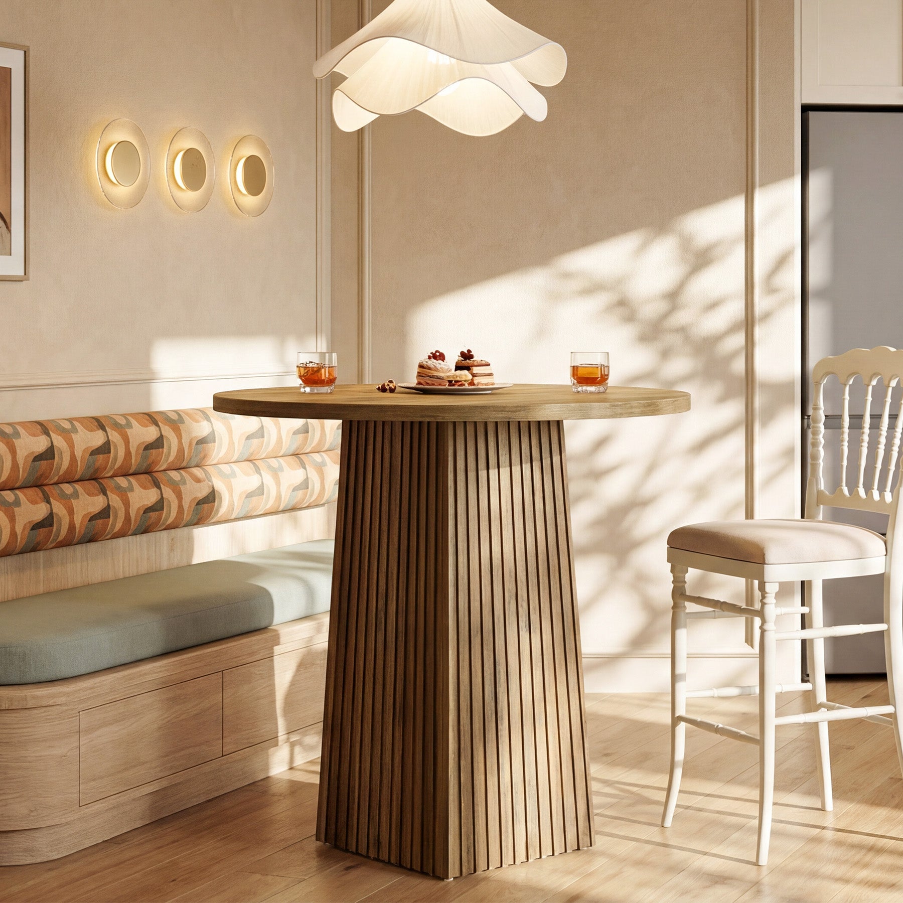80 cm Tribesigns Ronde Eettafel, Houten Pedestal Tafel voor 2 Personen