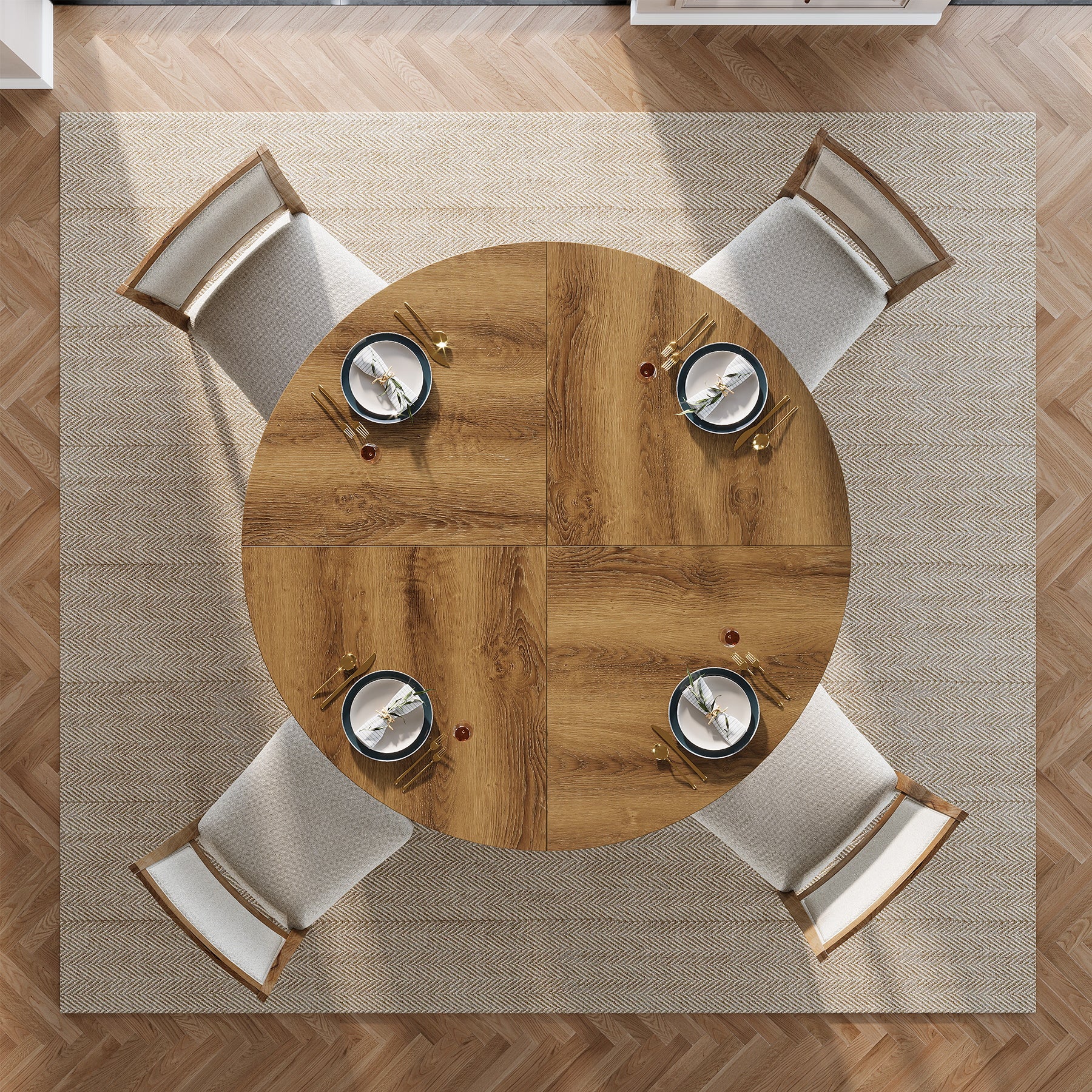 Tribesigns 120 cm Ronde Eettafel voor 4-6 Personen