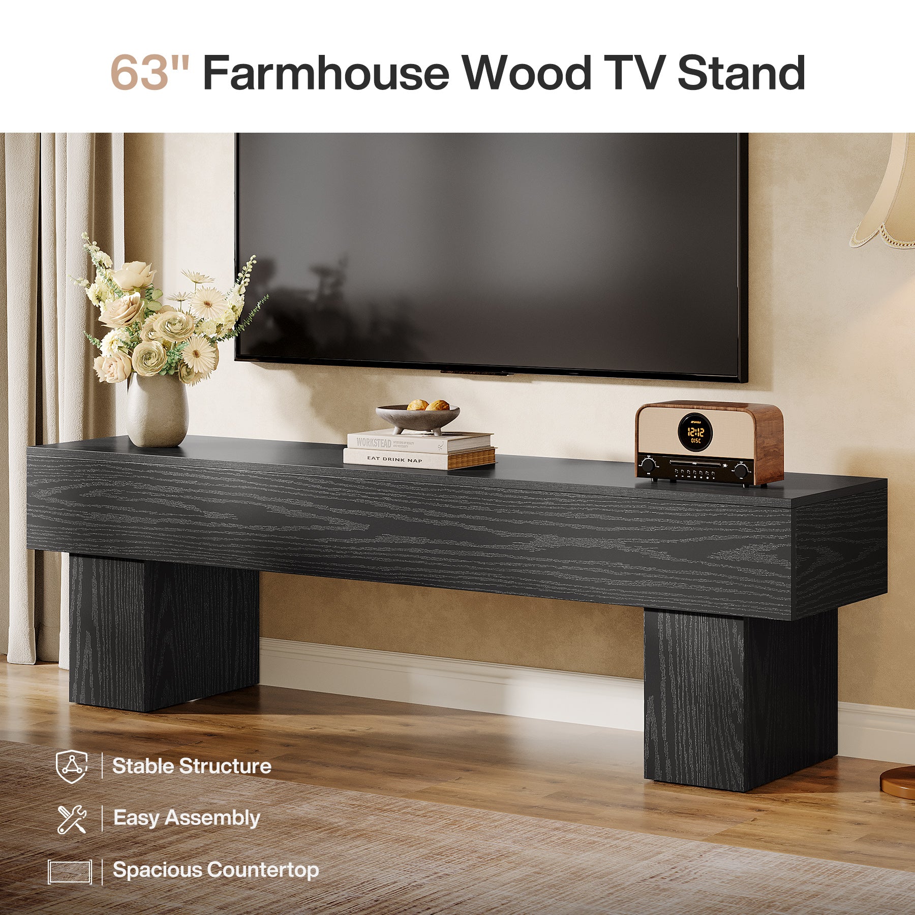 Tribesigns 160 cm TV-meubel, Farmhouse Entertainment Center voor Woonkamer en TV