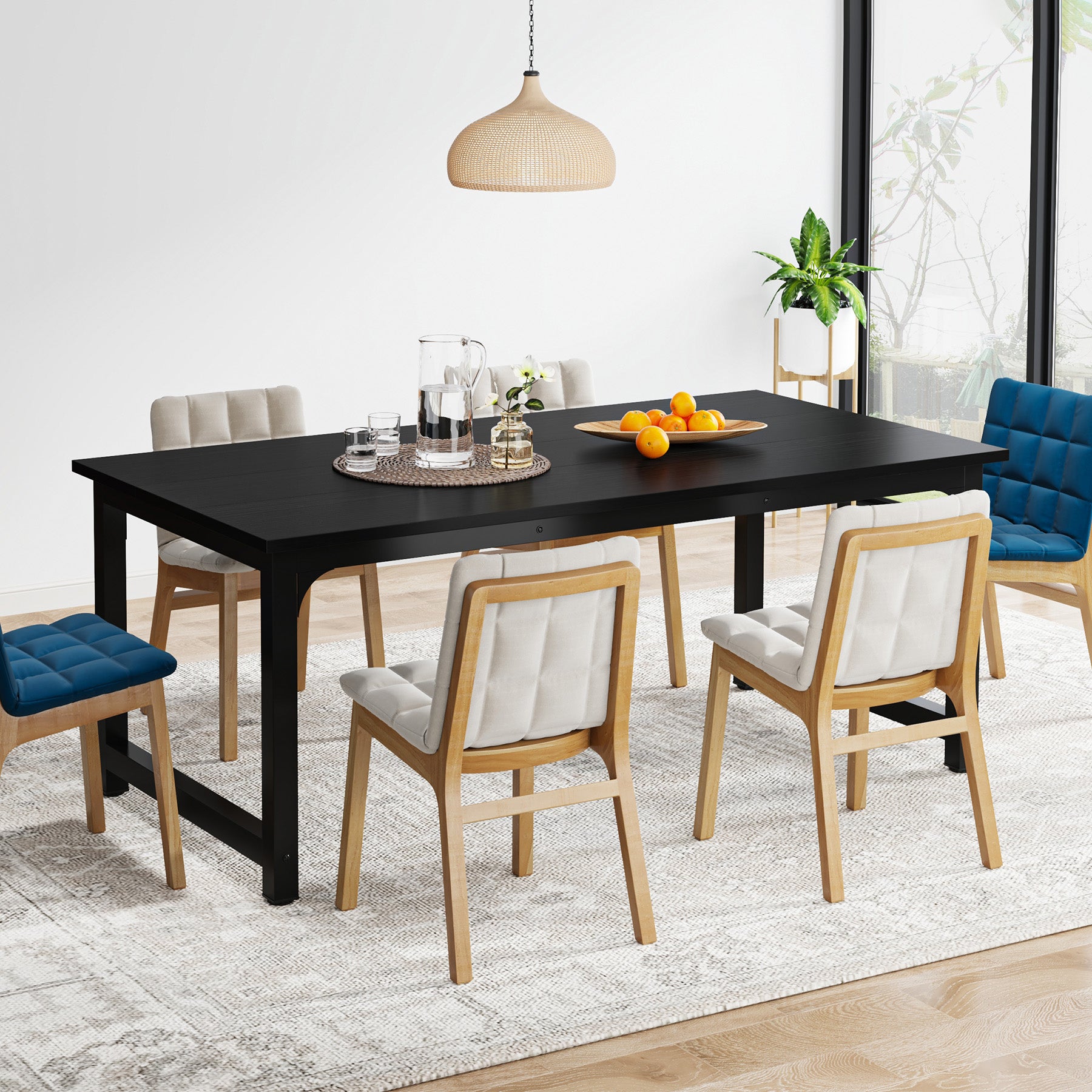 160x80 cm Industriële Eettafel, Landelijke Bruine Tafel voor 4-6 Personen met Metaal Frame