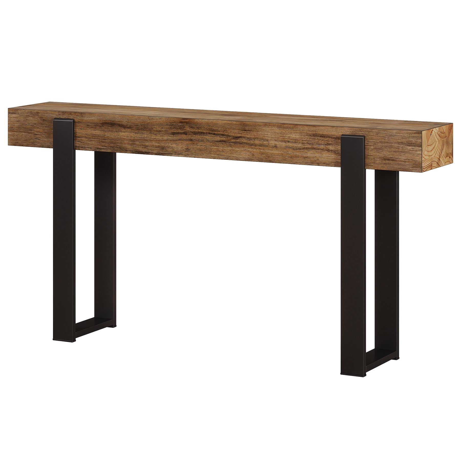 160 x 30 cm Tribesigns massief houten consoletafel met metalen steunpoten, smalle sidetable voor hal entree woonkamer en achter de bank