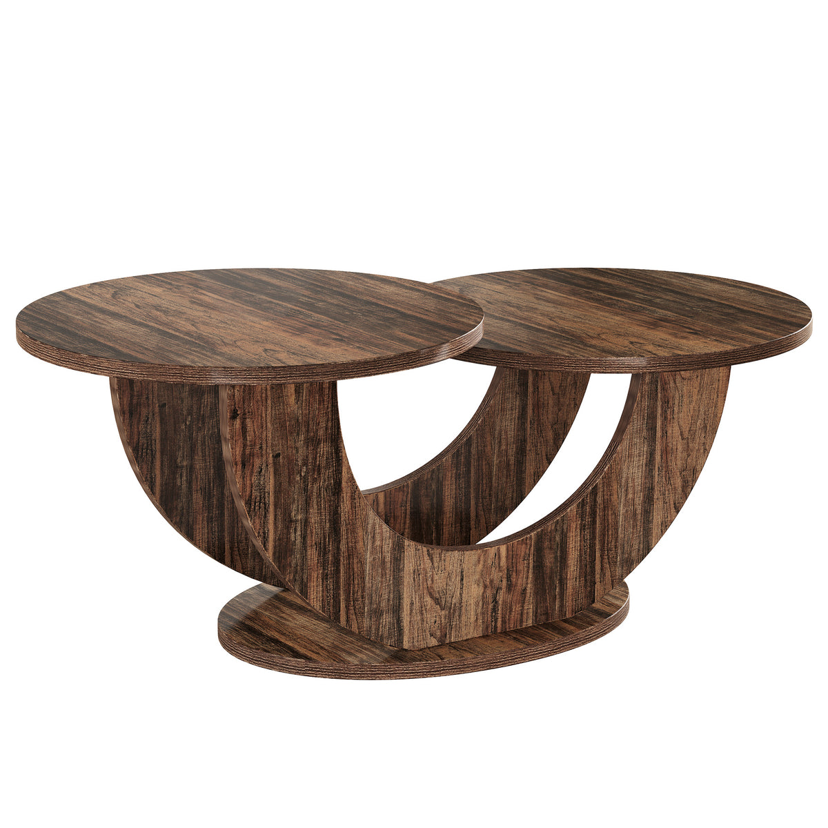 Tribesigns Moderne Salontafel Met U-Frame, Ronde Tafel In Eikenlook