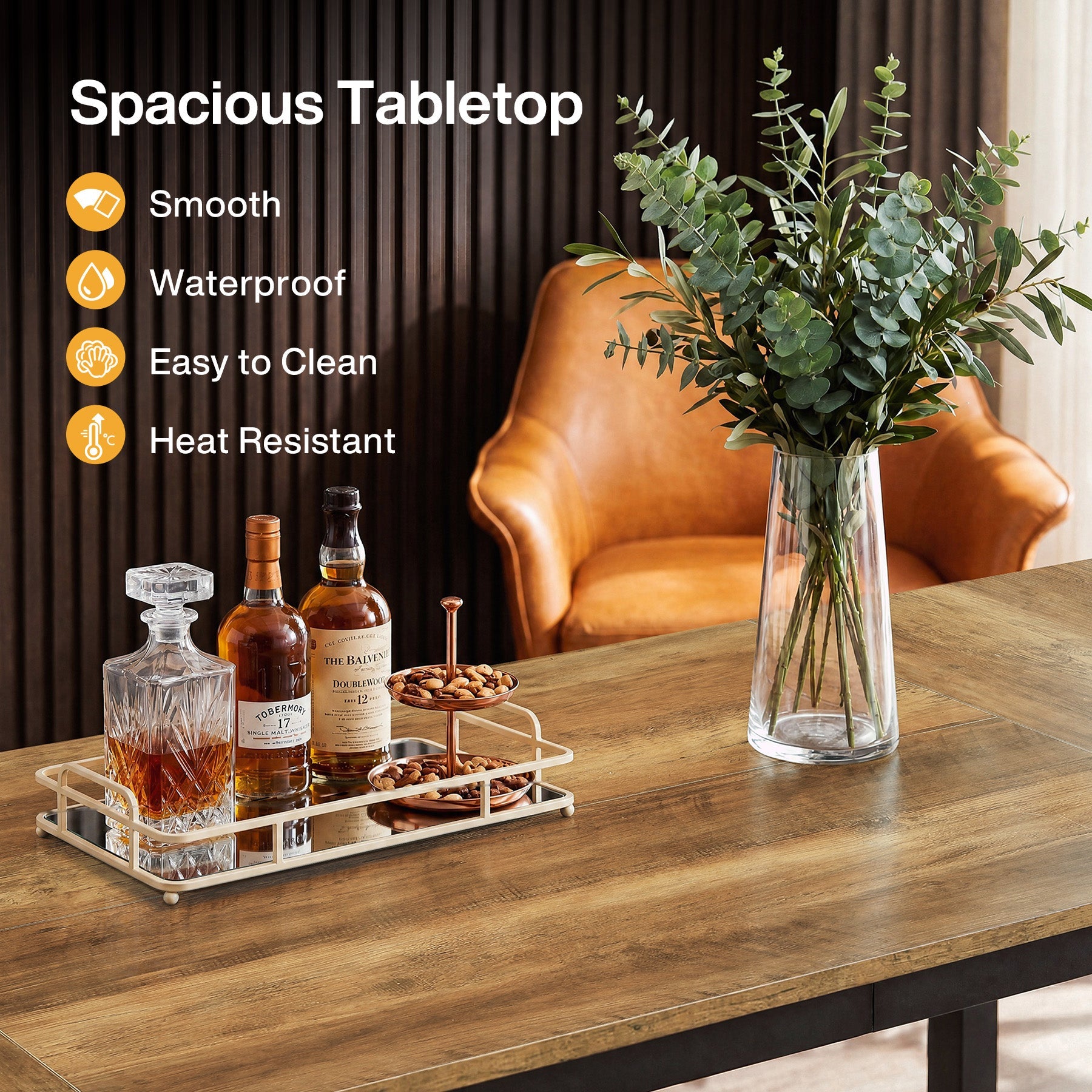 Tribesigns Bartafel 180 cm voor 6–8 Personen, Hoge Tafel met Metalen Frame en Voetensteun