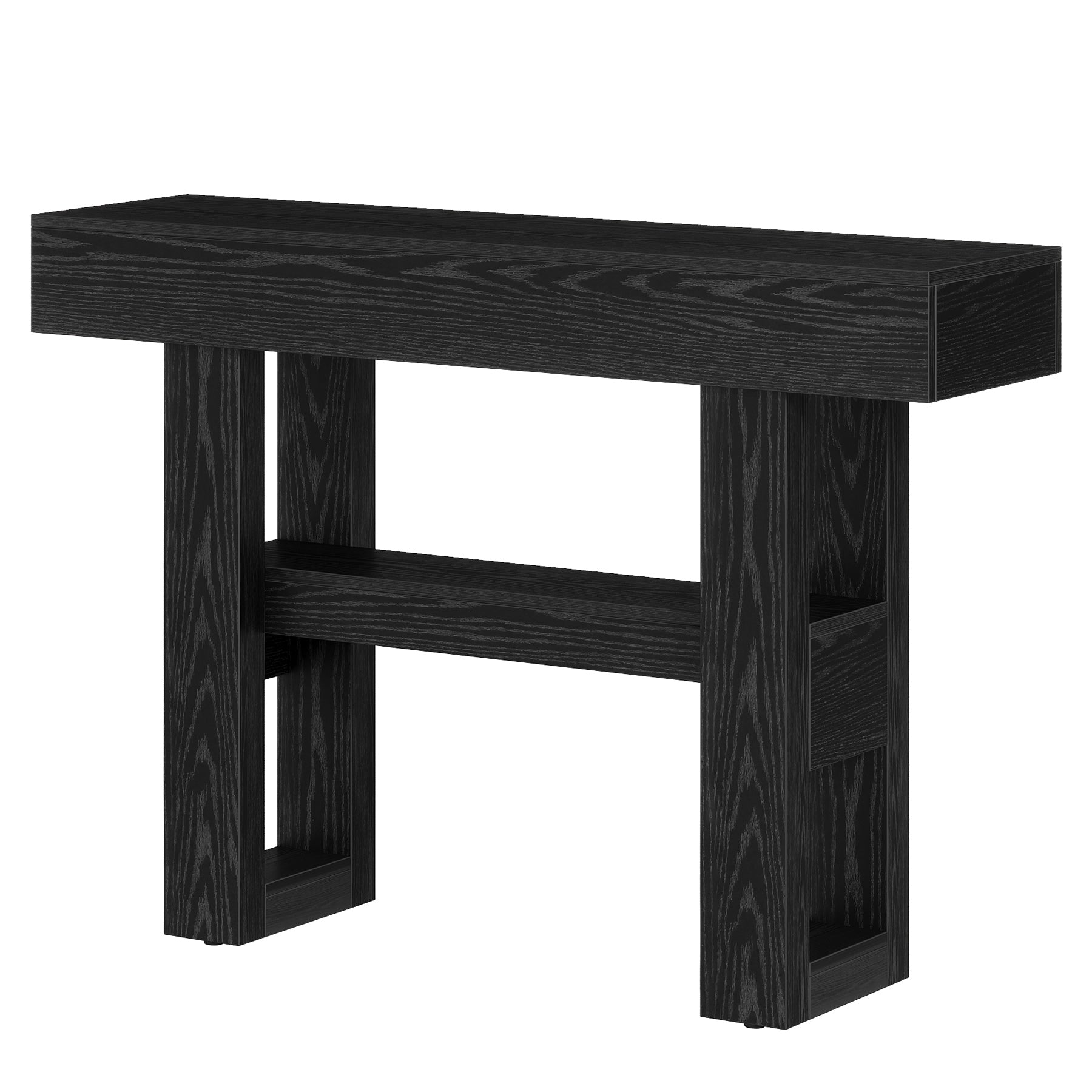 105 cm Smalle Consoletafel met 2 Niveaus, Rustieke Entreetafel voor Hal en Woonkamer