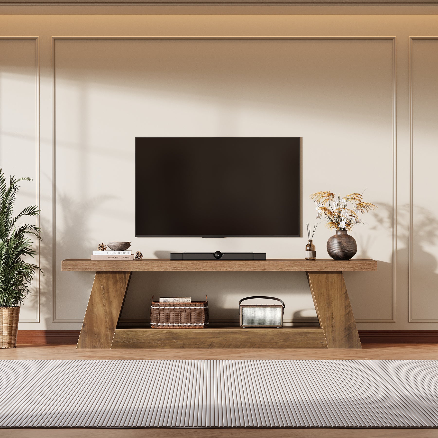 Tribesigns 160 cm TV-Meubel, Extra Lange Mediaconsole met Plank voor Woonkamer