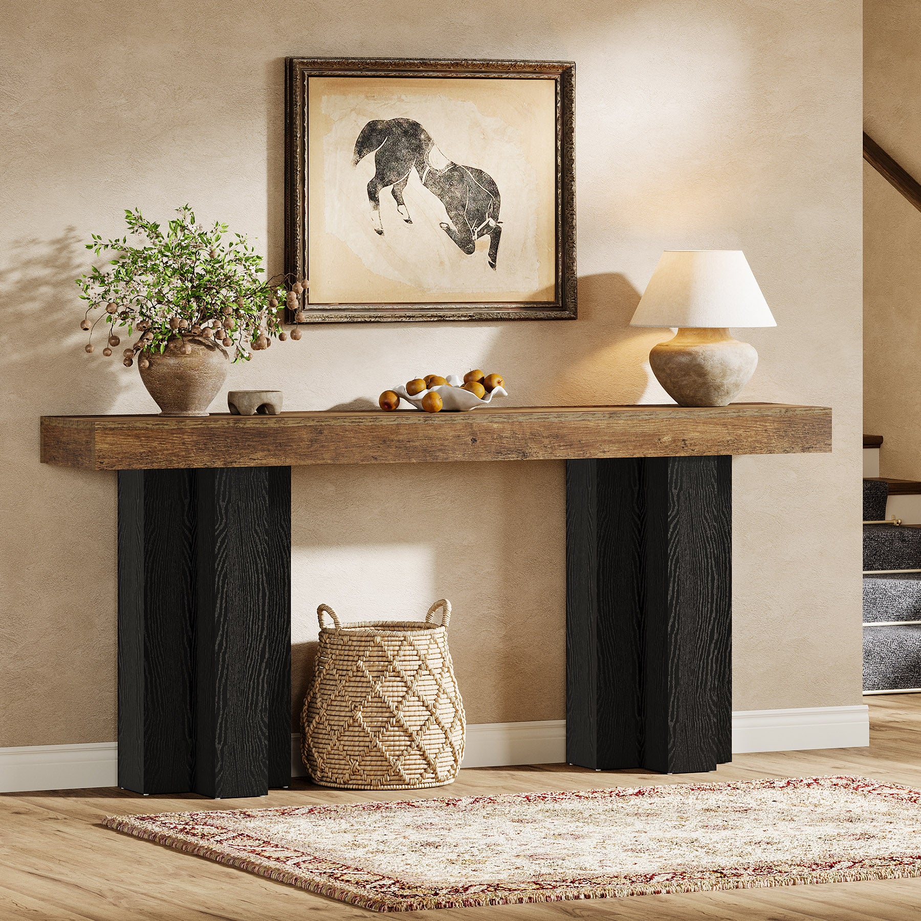 160 cm Smalle Consoletafel voor Hal en Woonkamer, Landelijke Haltafel voor Achter de Bank