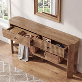150 x 30 x 80 cm Tribesigns haltafel met 2 lades en open plank, smalle consoletafel voor entree en gang 3