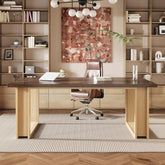 160 cm Kantoor Bureau, Houten Werktafel met Stabiel Metalen Frame in Bruin 3