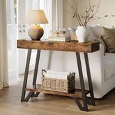 Tribesigns 103 cm Rustieke Industriële Consoletafel met 2 Opbergniveaus, Smalle Sidetable voor Hal en Woonkamer 3
