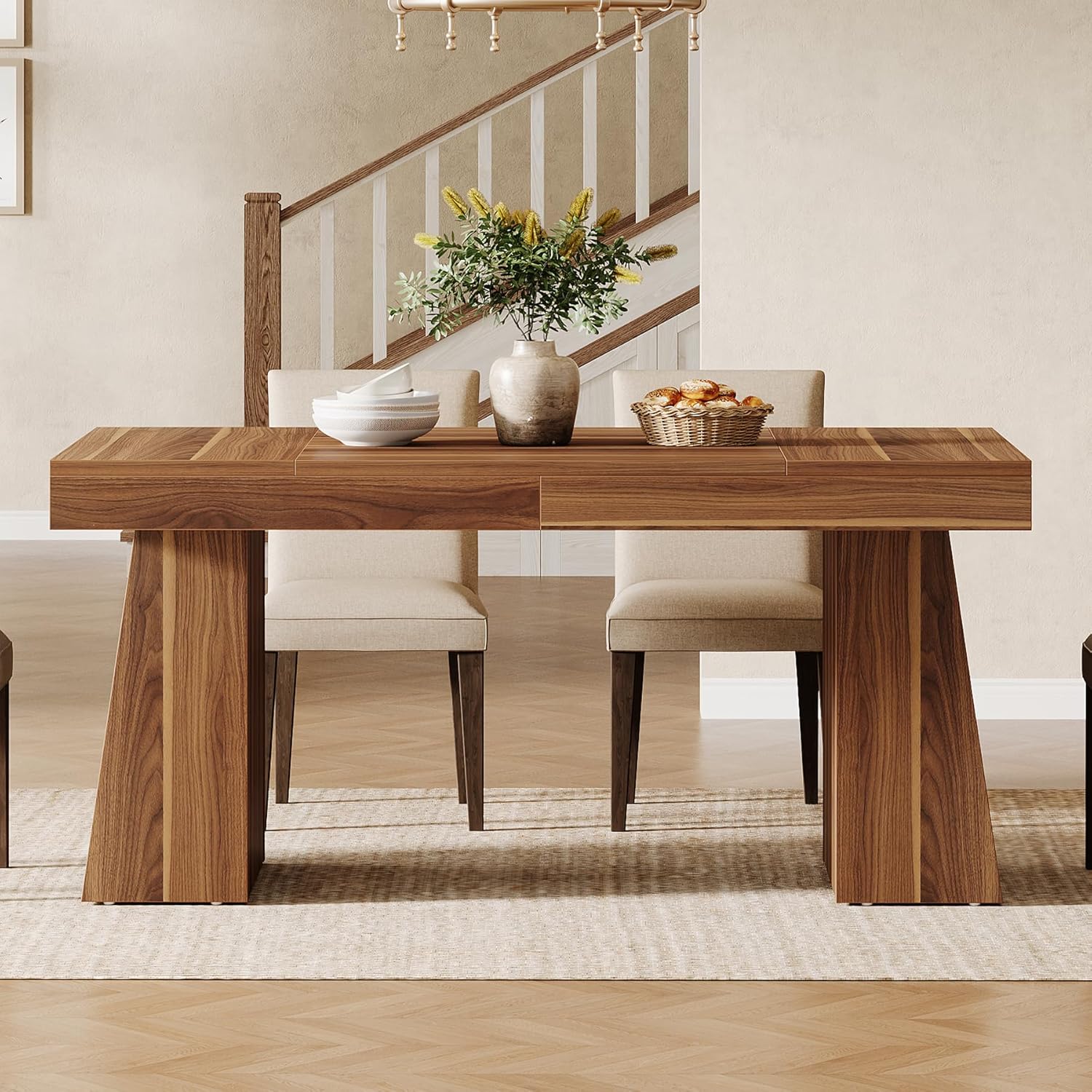 140 cm Tribesigns Eettafel, Mid-Century Moderne Keukentafel voor 4-6 Personen