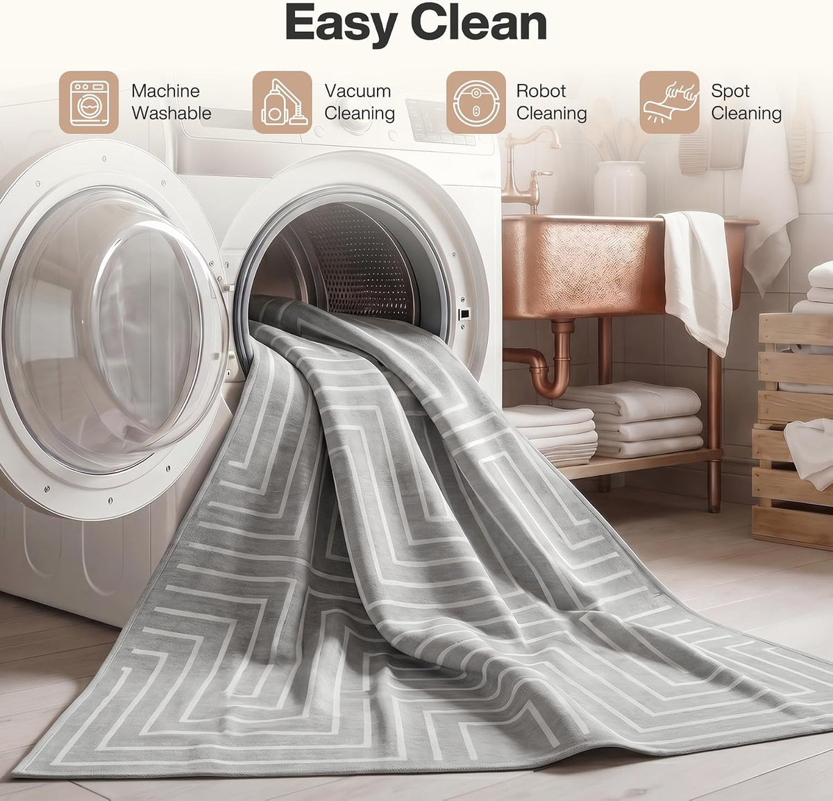 Tribesigns geometrisch laagpolig tapijt, antislip onderzijde, machinewasbaar tot 30 °C, OEKO-TEX gecertificeerd