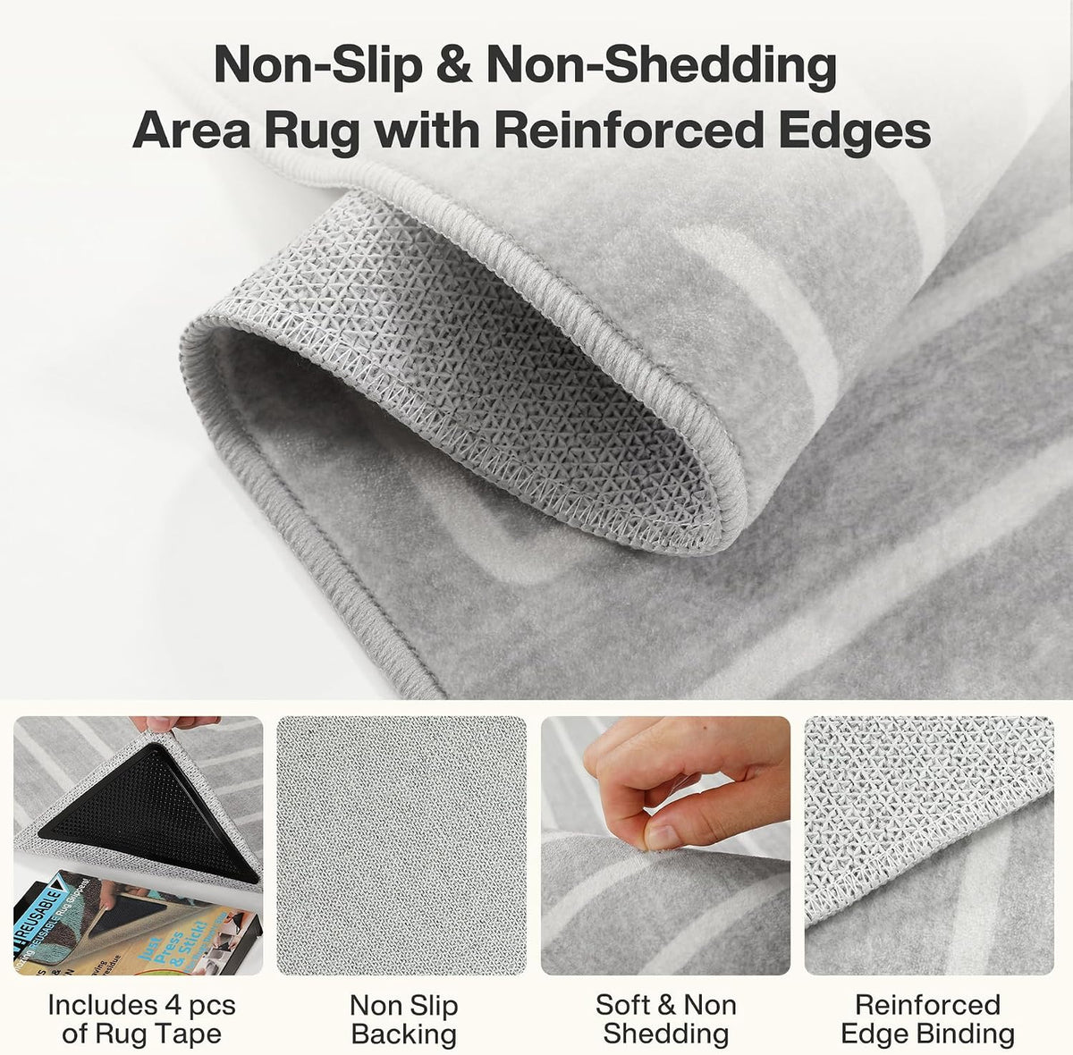 Tribesigns geometrisch laagpolig tapijt, antislip onderzijde, machinewasbaar tot 30 °C, OEKO-TEX gecertificeerd
