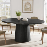 140 cm Ovale Eettafel voor 6 Personen, Landelijke Keukentafel met Cilindervormige Pijler 3