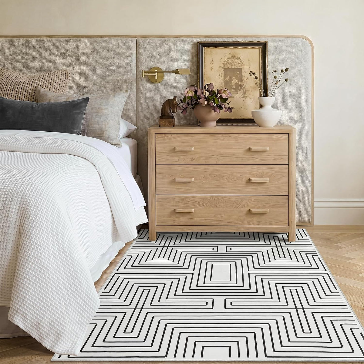 Tribesigns geometrisch laagpolig tapijt, antislip onderzijde, machinewasbaar tot 30 °C, OEKO-TEX gecertificeerd