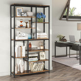 200 cm Hoge Boekenplank, 8-Laags Open Boekenkast met Brede Houten Etagère voor Woonkamer 3
