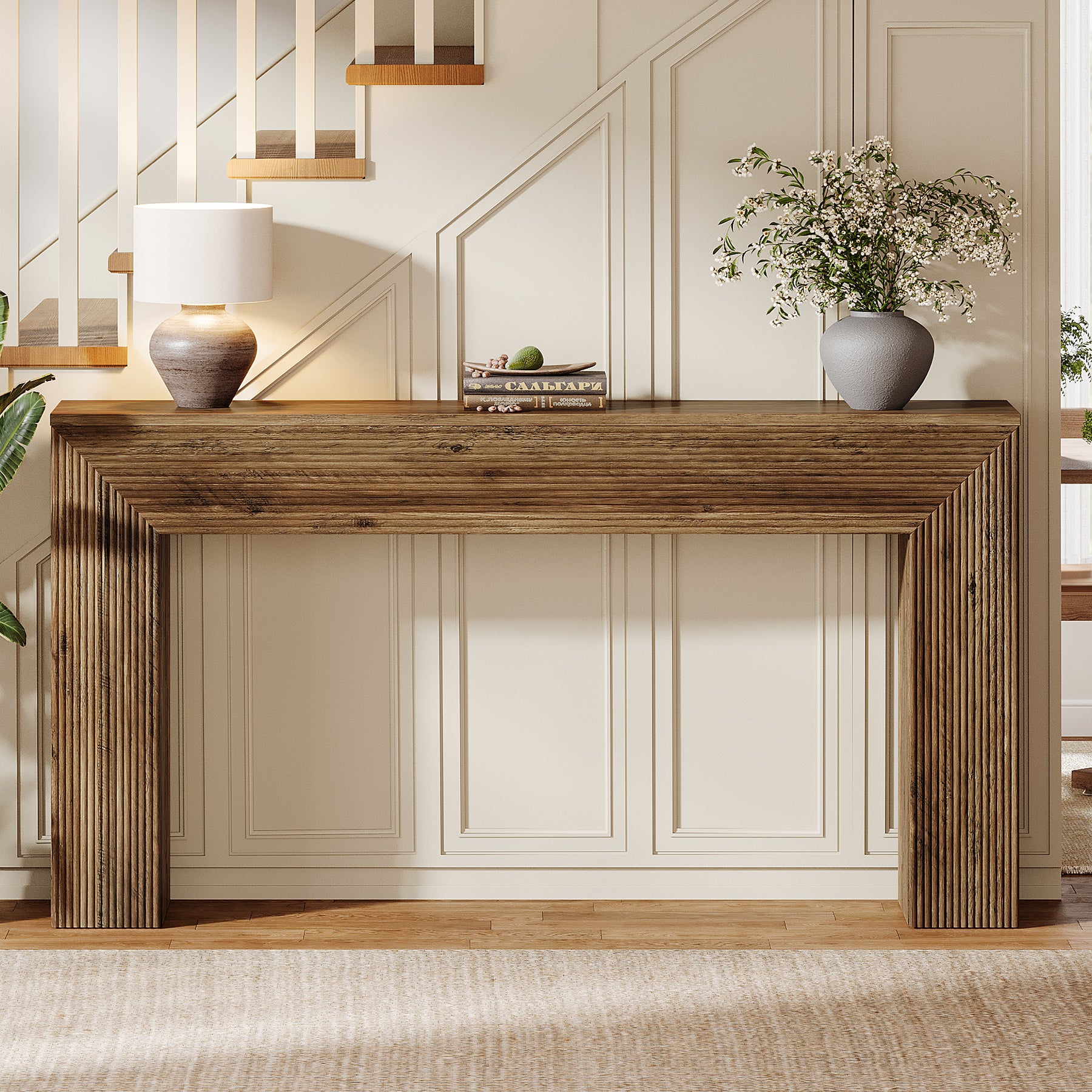 160 cm Industriële Consoletafel in Rustiek Bruin, Lange Haltafel