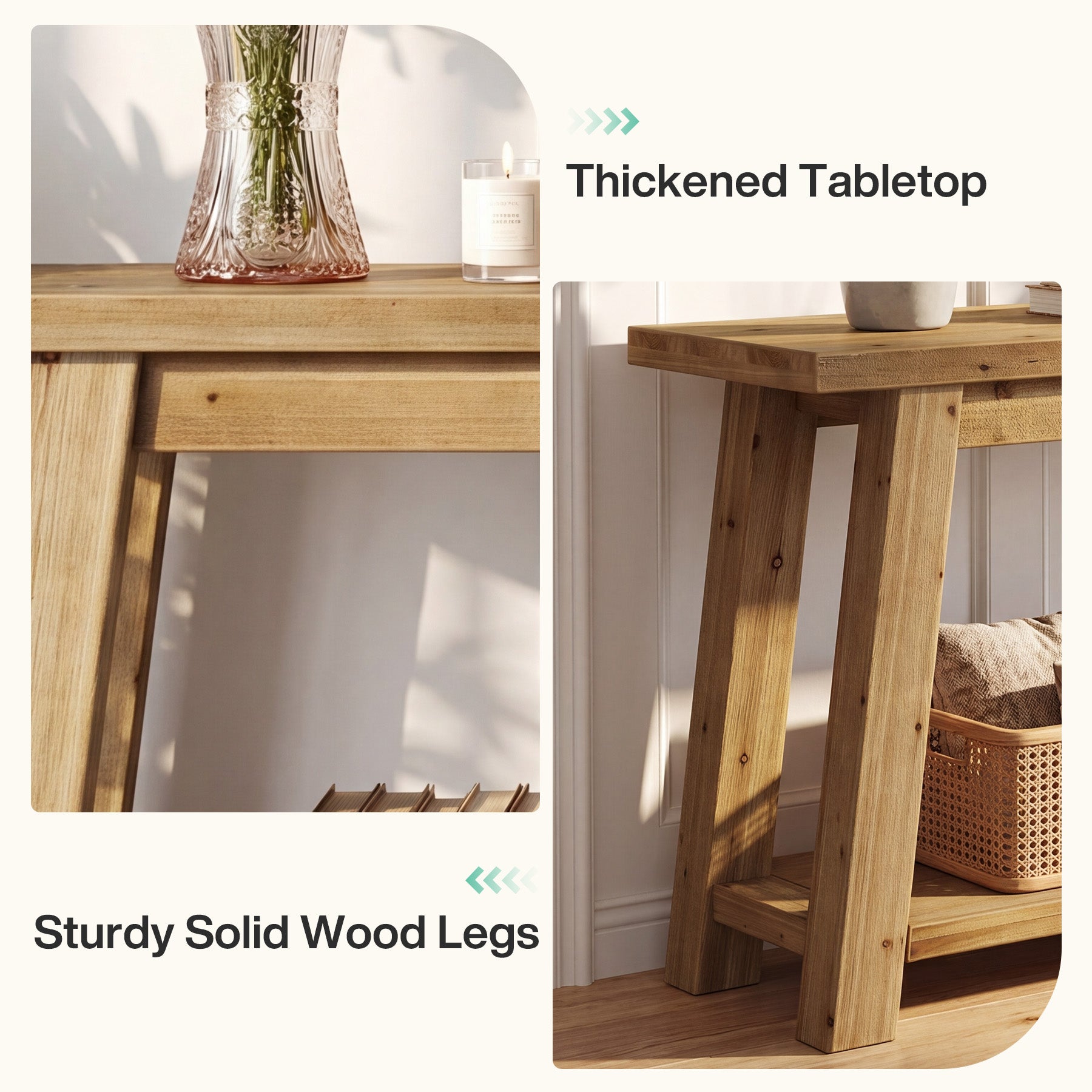 Tribesigns massief houten TV-lowboard, 180 cm, voor 65-80 inch televisies, mediaconsole in landelijke stijl met open opbergvakken