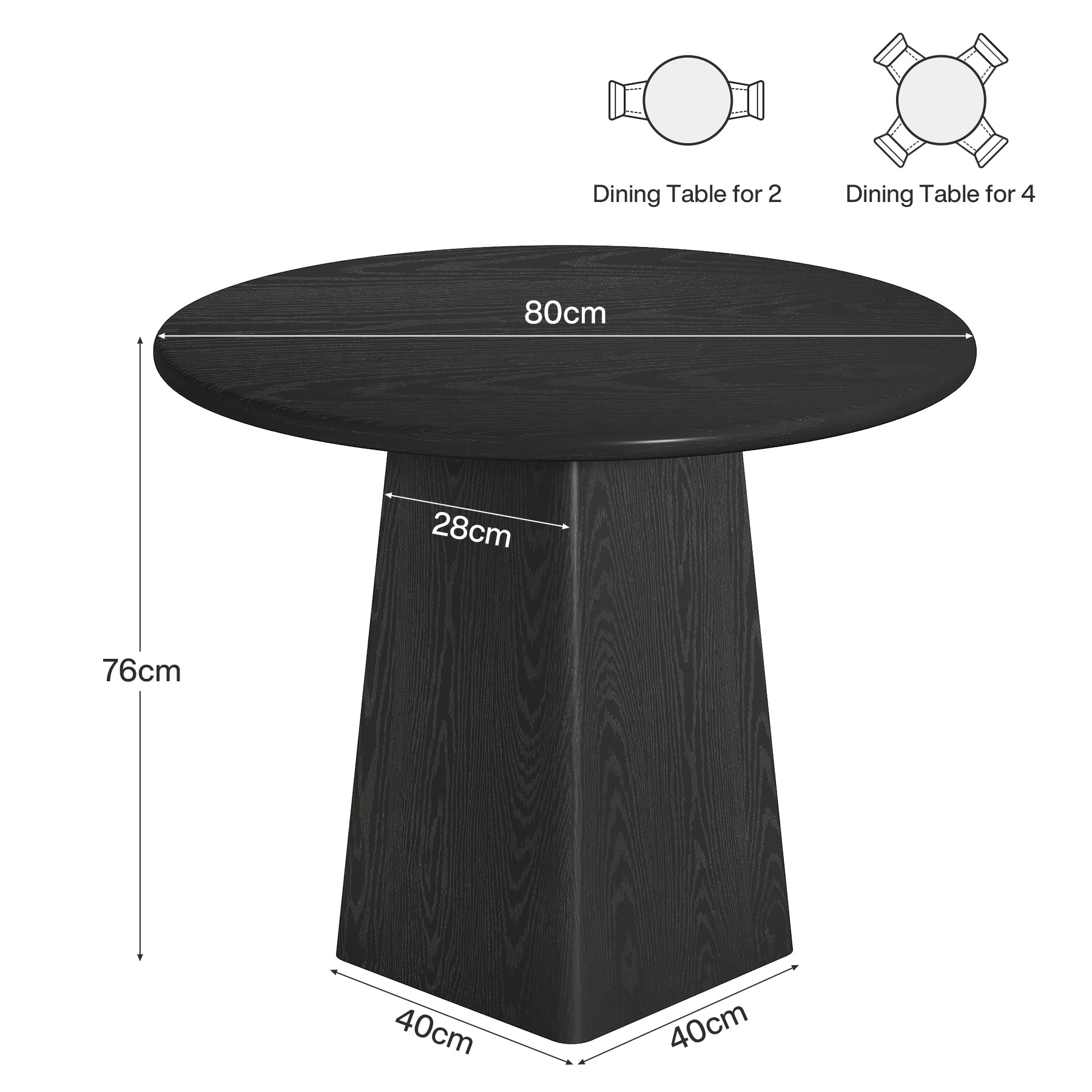 Tribesigns 80 cm Ronde Eettafel, Kleine Farmhouse Keukentafel voor 2-4 Personen