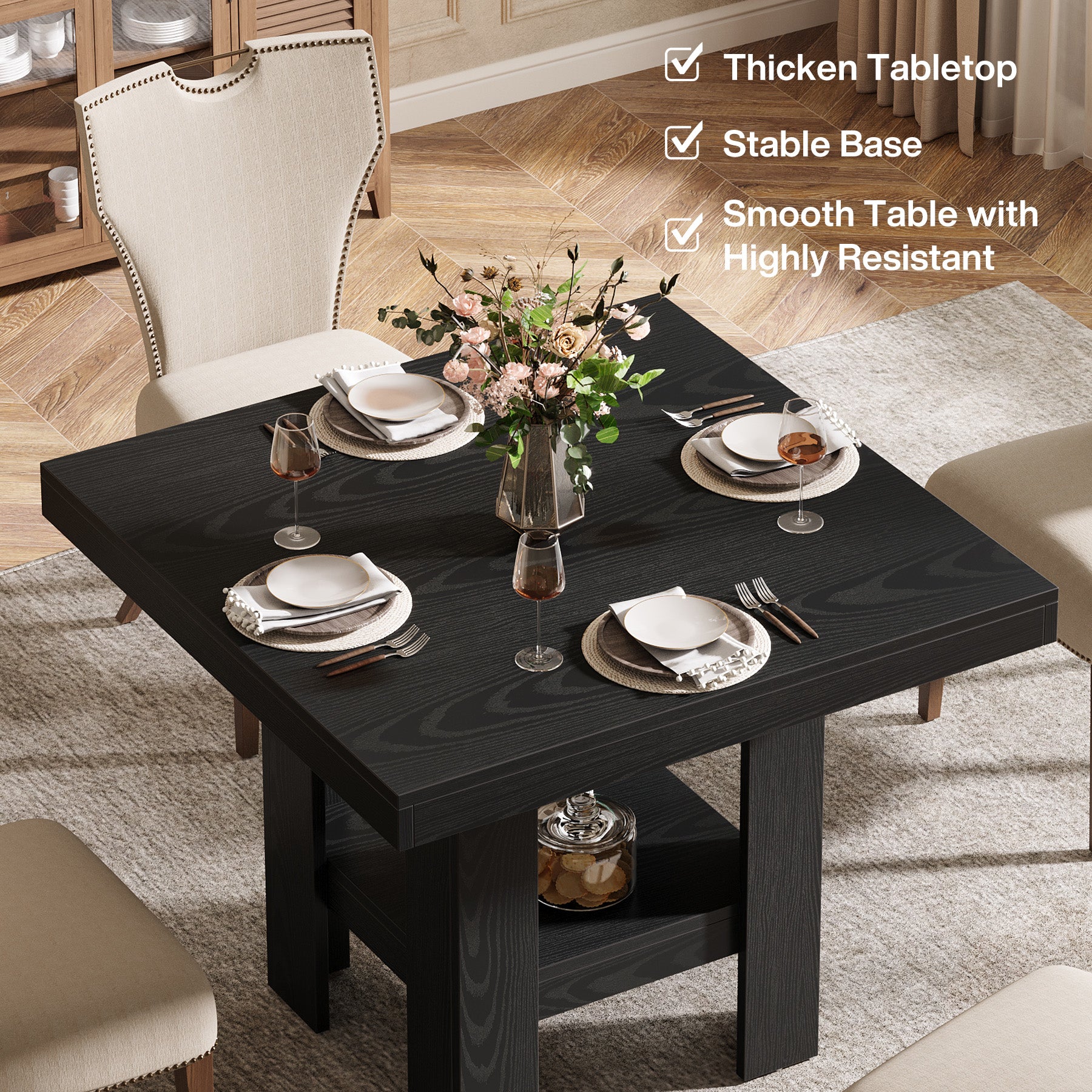 Tribesigns Vierkante Eettafel 80 cm voor 4 Personen