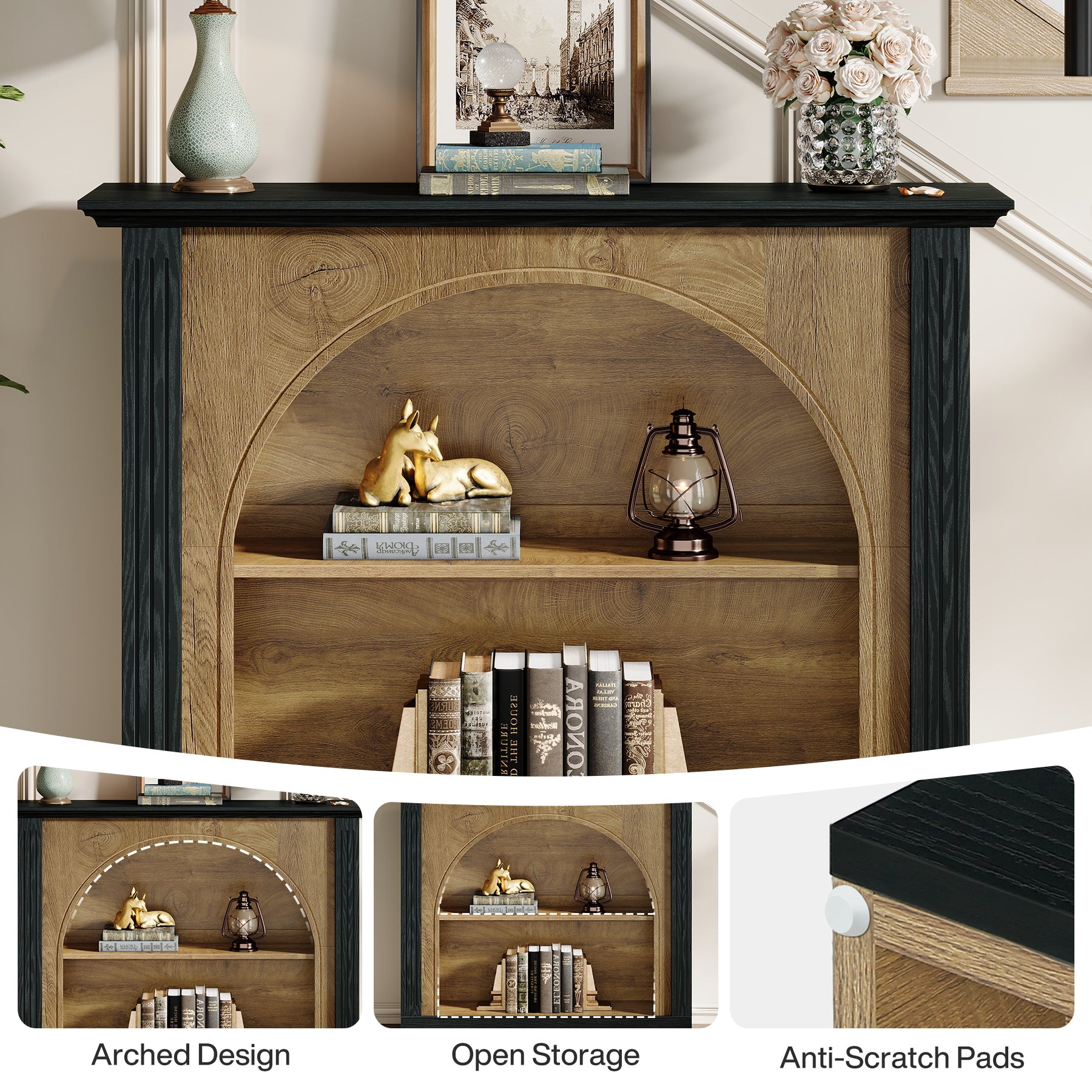 110 cm 3-Laags Consoletafel, Banktafel voor Hal met Opbergruimte