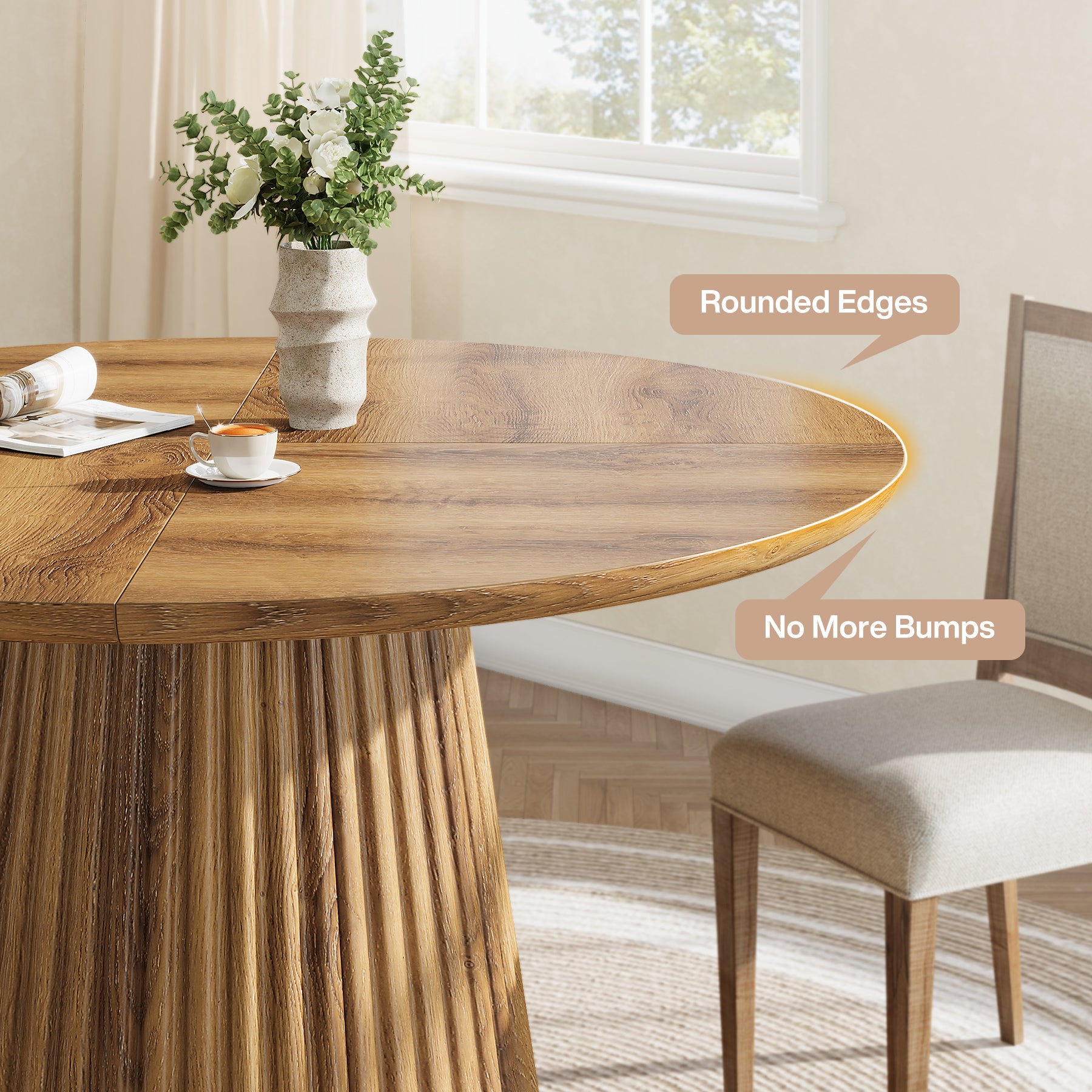 Tribesigns 120 cm Ronde Eettafel voor 4-6 Personen