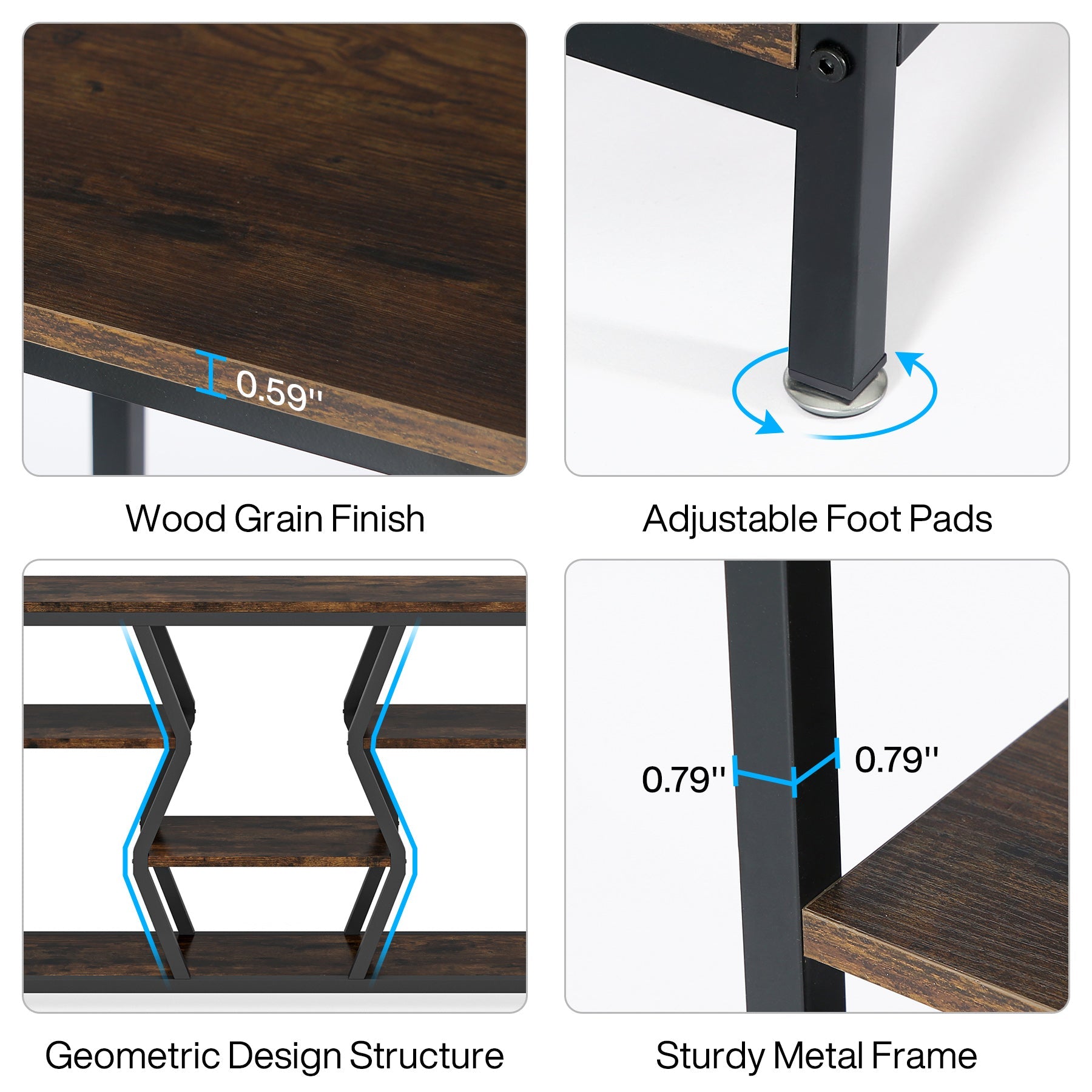 Tribesigns Consoletafel 180 cm met 4 Legplanken – Smalle Banktafel in Industriële Landhuisstijl