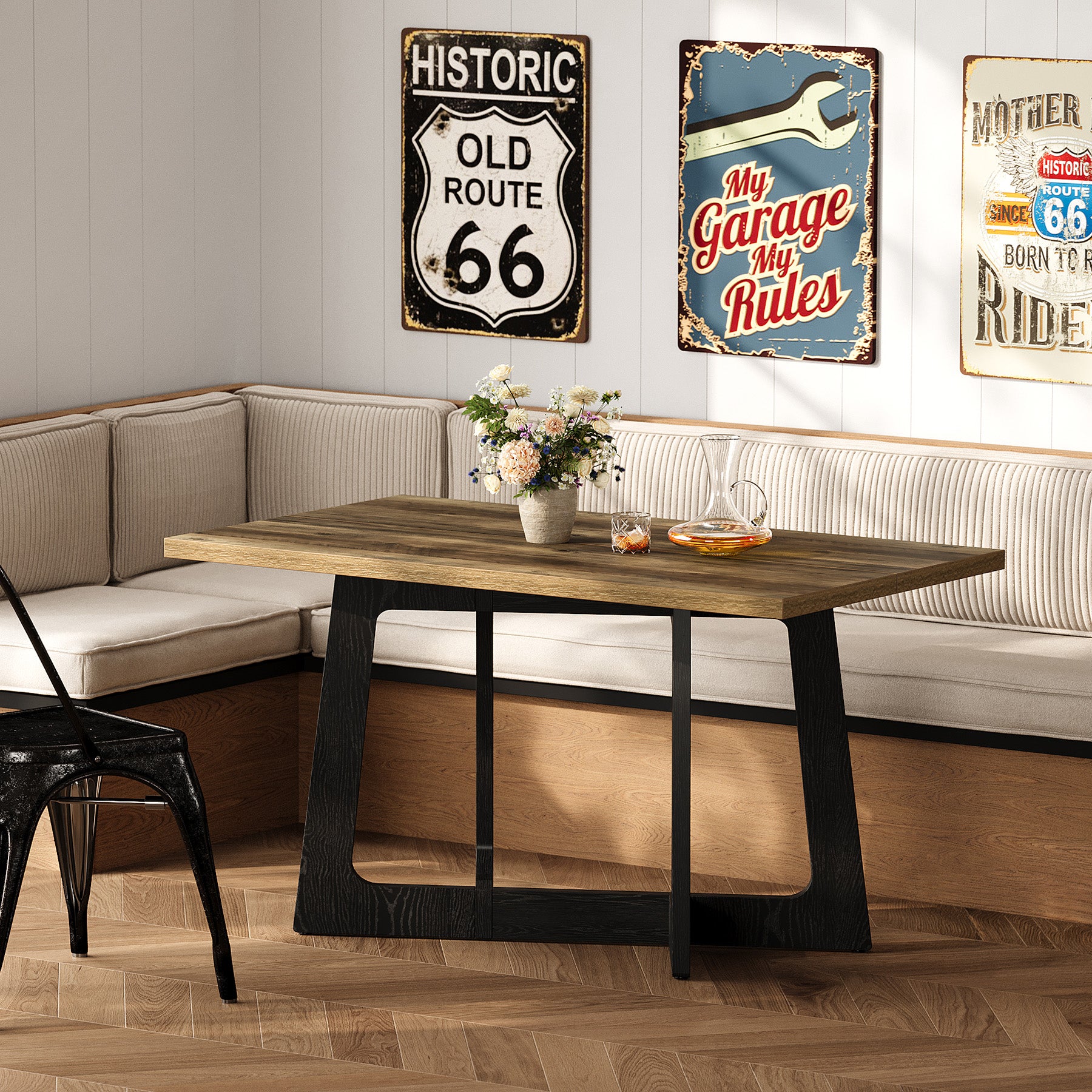 120 x 79 cm Tribesigns eettafel voor 2-4 personen met stevig voetstuk, landelijke keukentafel voor kleine ruimtes