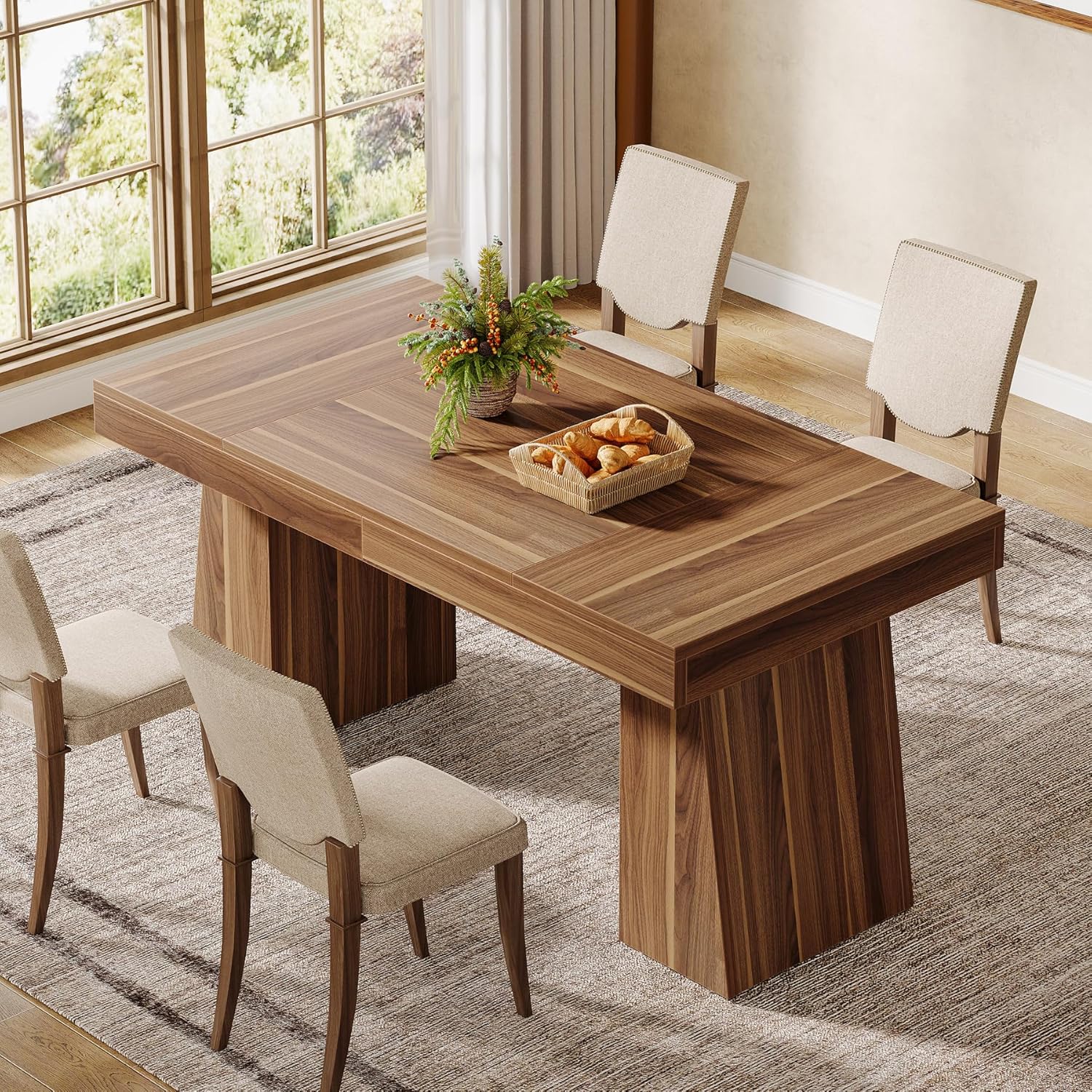 140 cm Tribesigns Eettafel, Mid-Century Moderne Keukentafel voor 4-6 Personen