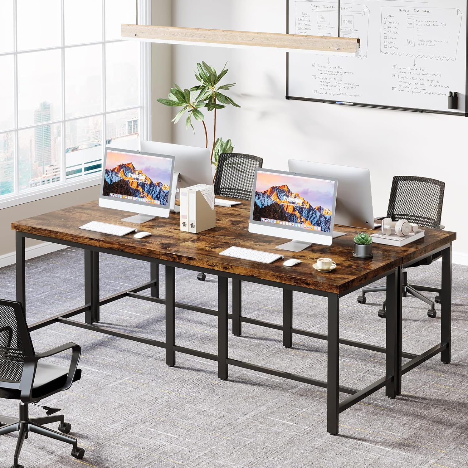 200 cm Computerbureau, Extra Lang Tweepersoons Computerkantoren