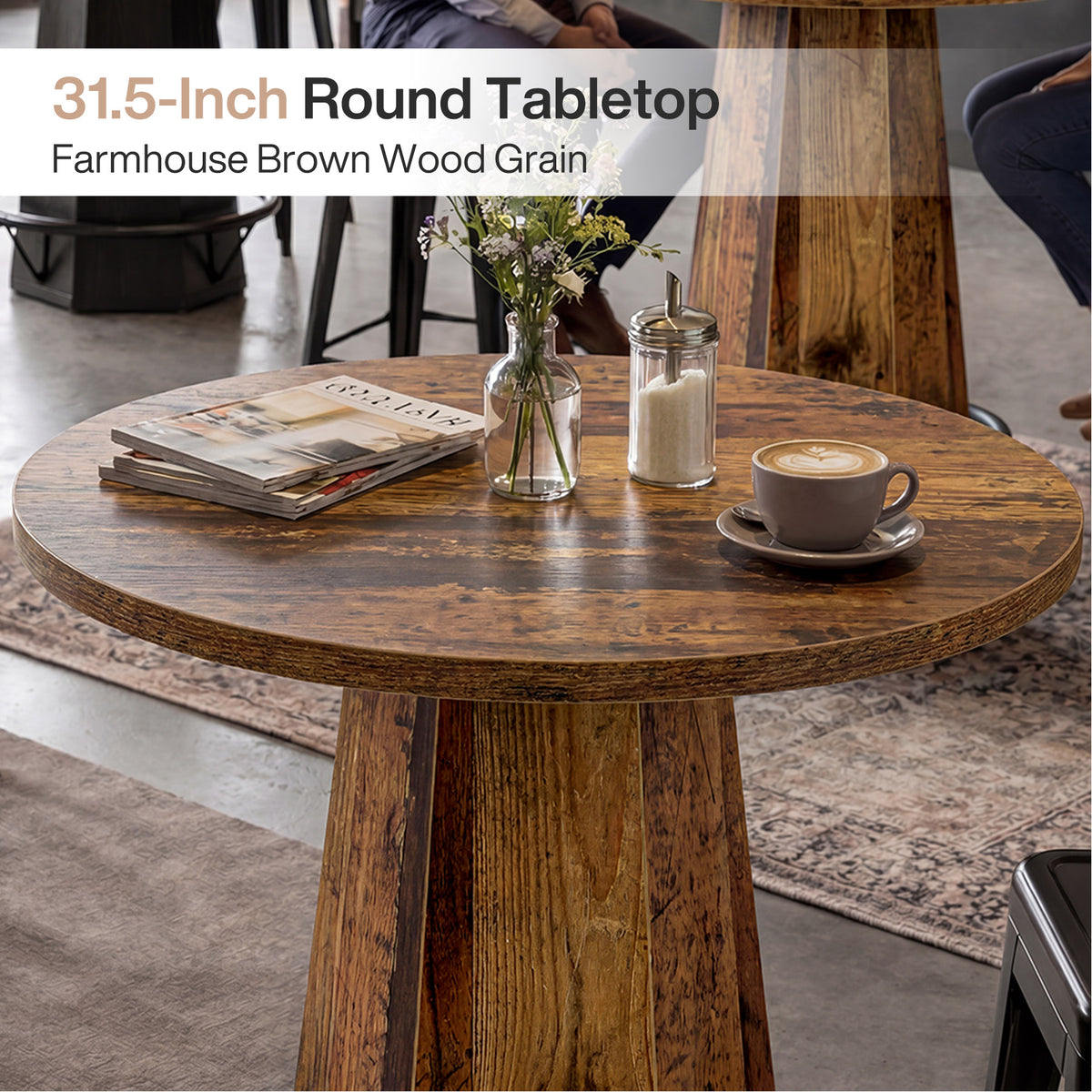 100 cm Ronde Bartafel voor 2 Personen, Industriële Eettafel met Voetenring