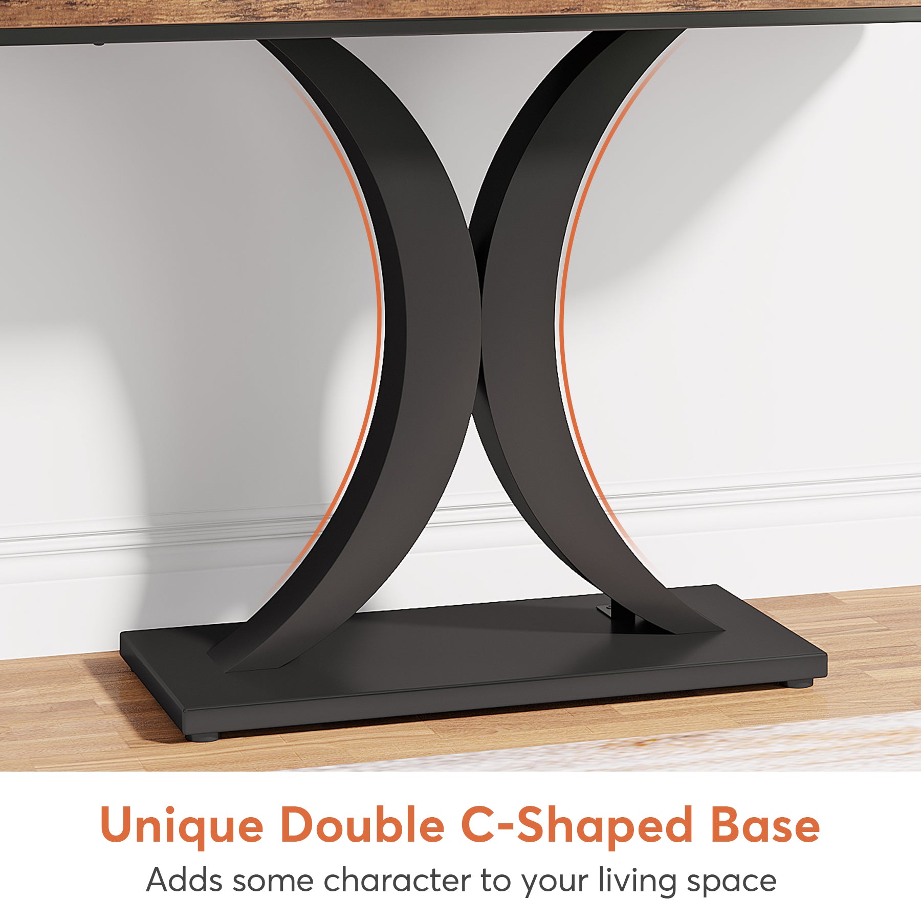 100 cm Industriële Consoletafel, Smalle Haltafel met Geometrische Basis voor Entree