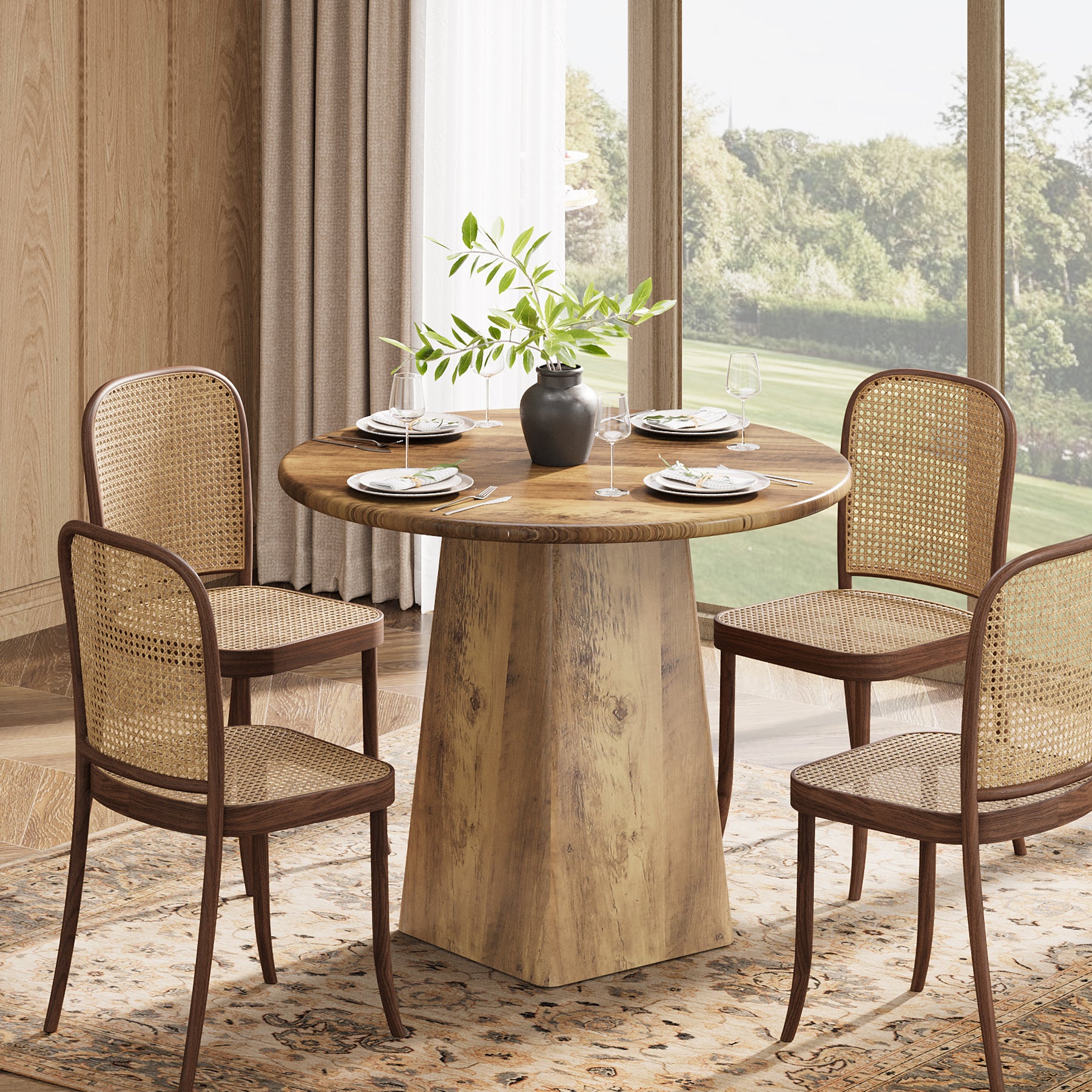 Tribesigns 80 cm Ronde Eettafel, Kleine Farmhouse Keukentafel voor 2-4 Personen